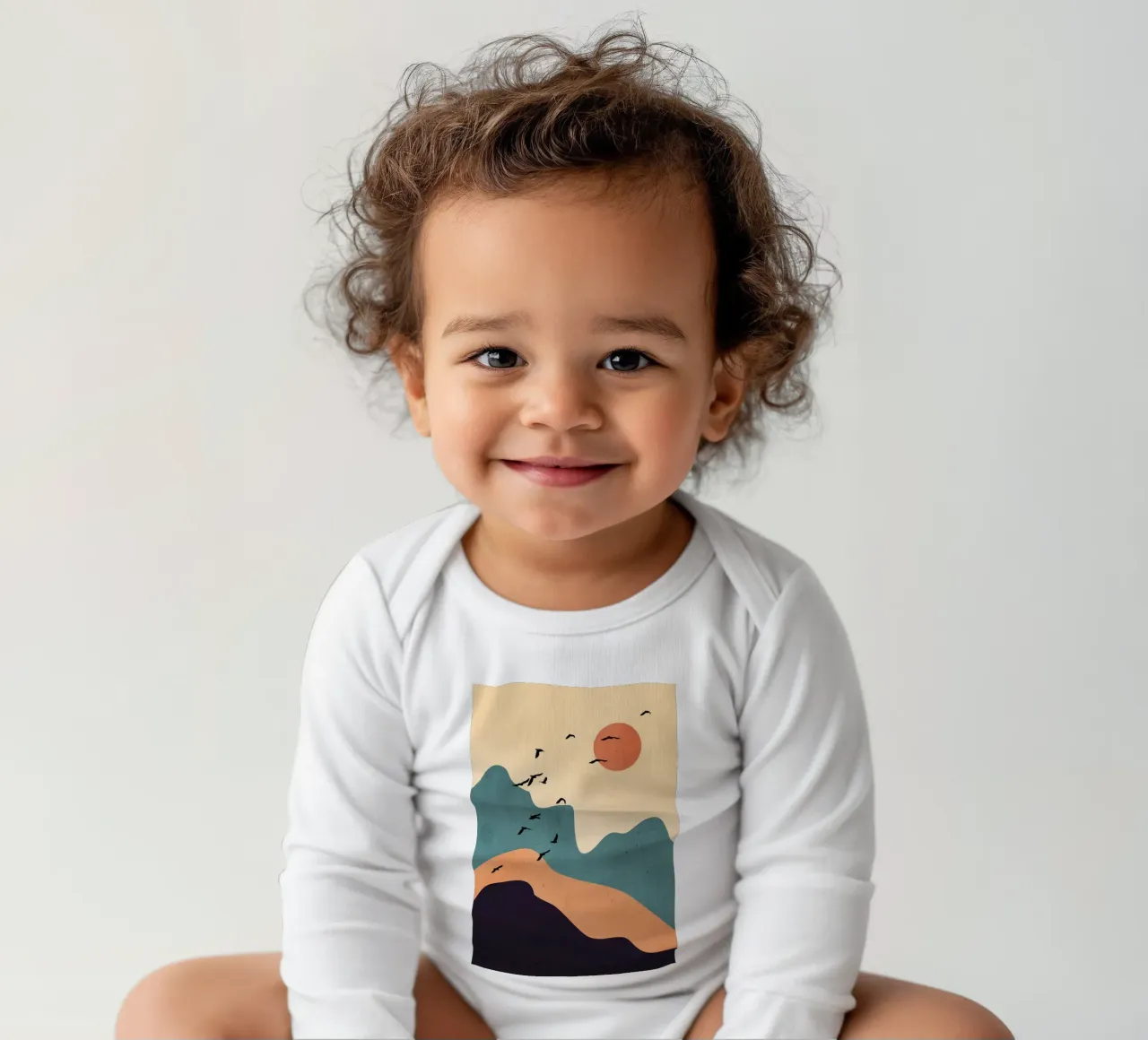 Minimal Abstract Art Landscape 19 long-sleeve baby romper by ThingDesign