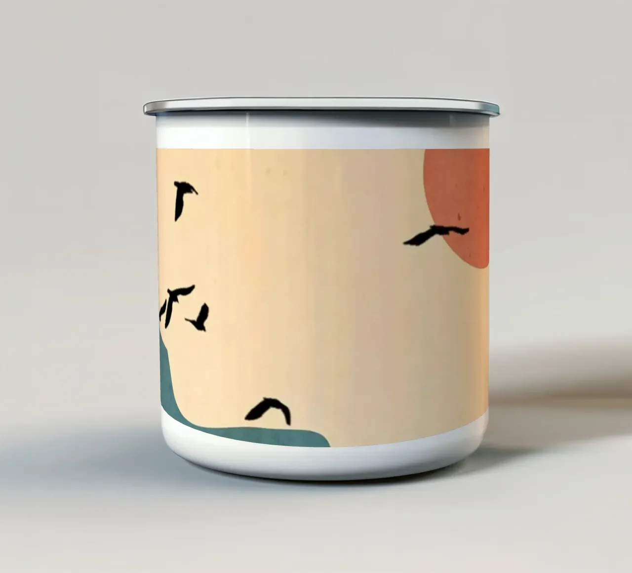 Minimalistisch abstract landschap 19 emaille mok van ThingDesign