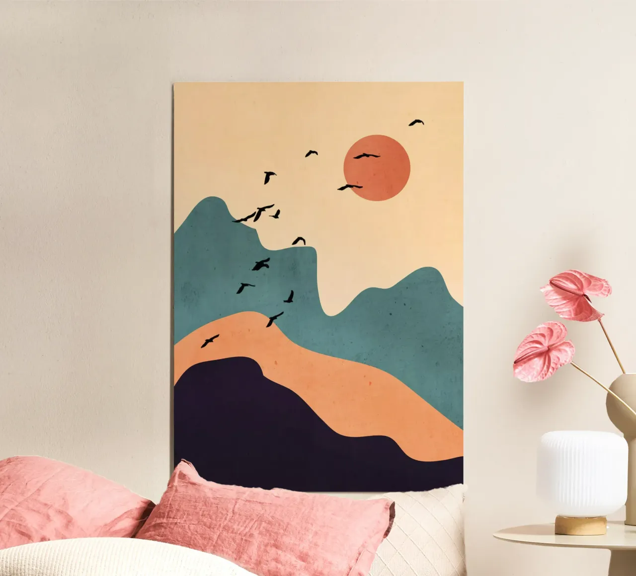 Paesaggio d'arte astratta minimale 19 poster con telaio in legno da ThingDesign