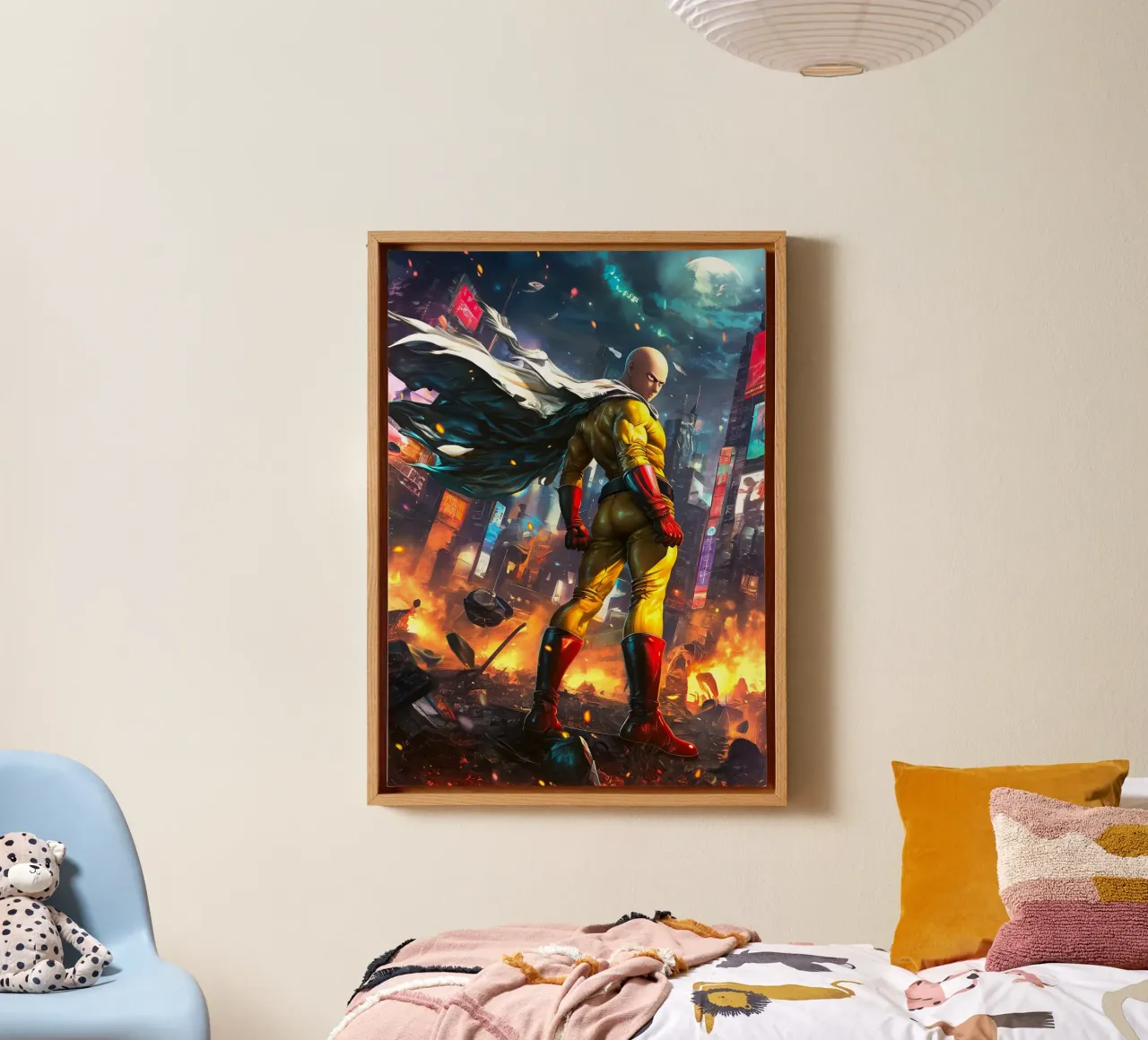 Saitama One Punch Man tela con Cornice a cassetta da Fleur de Lys
