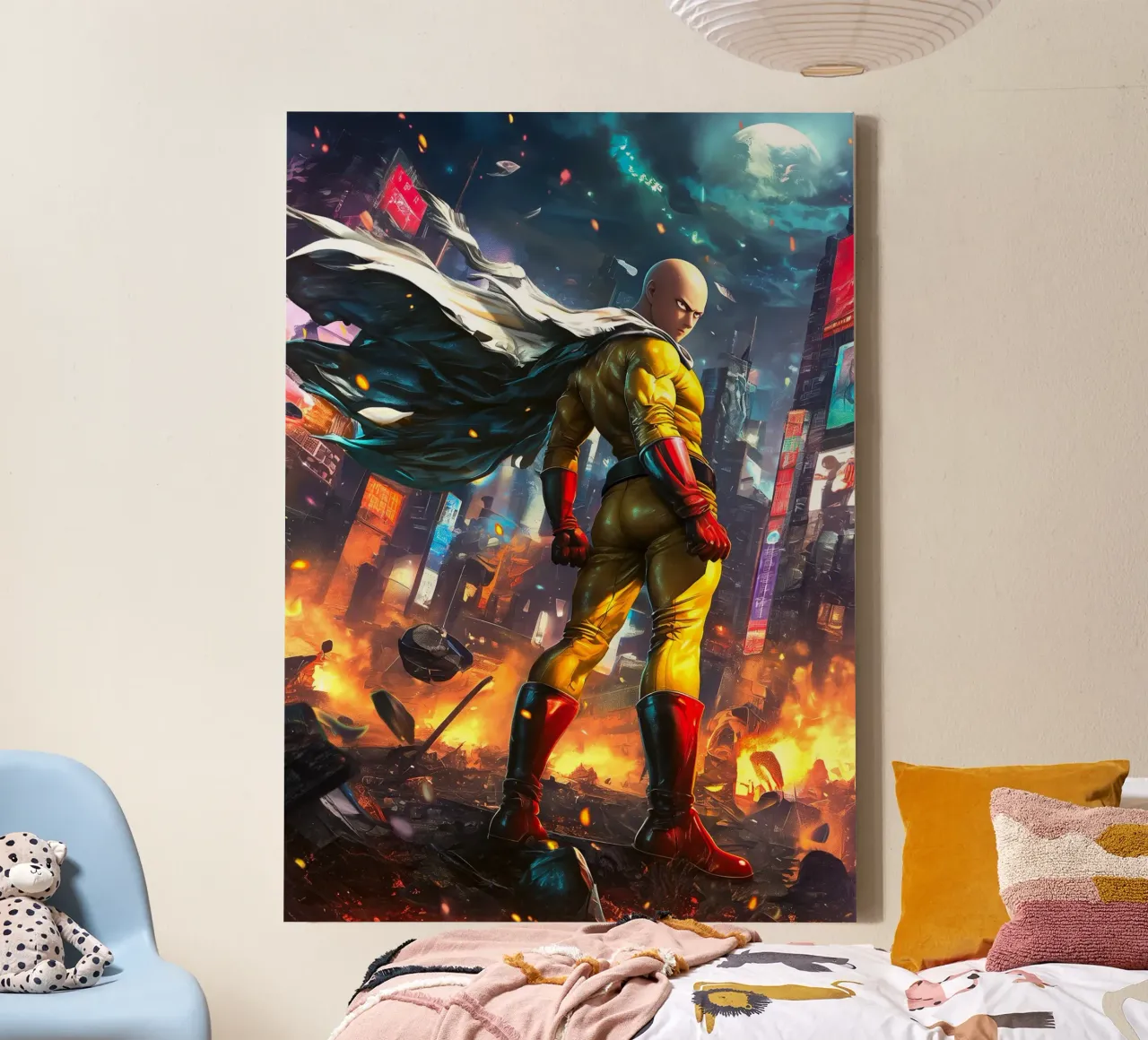 Saitama One Punch Man tela con Cornice a cassetta da Fleur de Lys