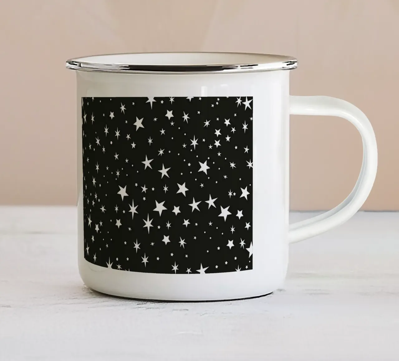 Cielo notturno con simpatiche stelle disegnate a mano tazza in smalto da gulsengunel