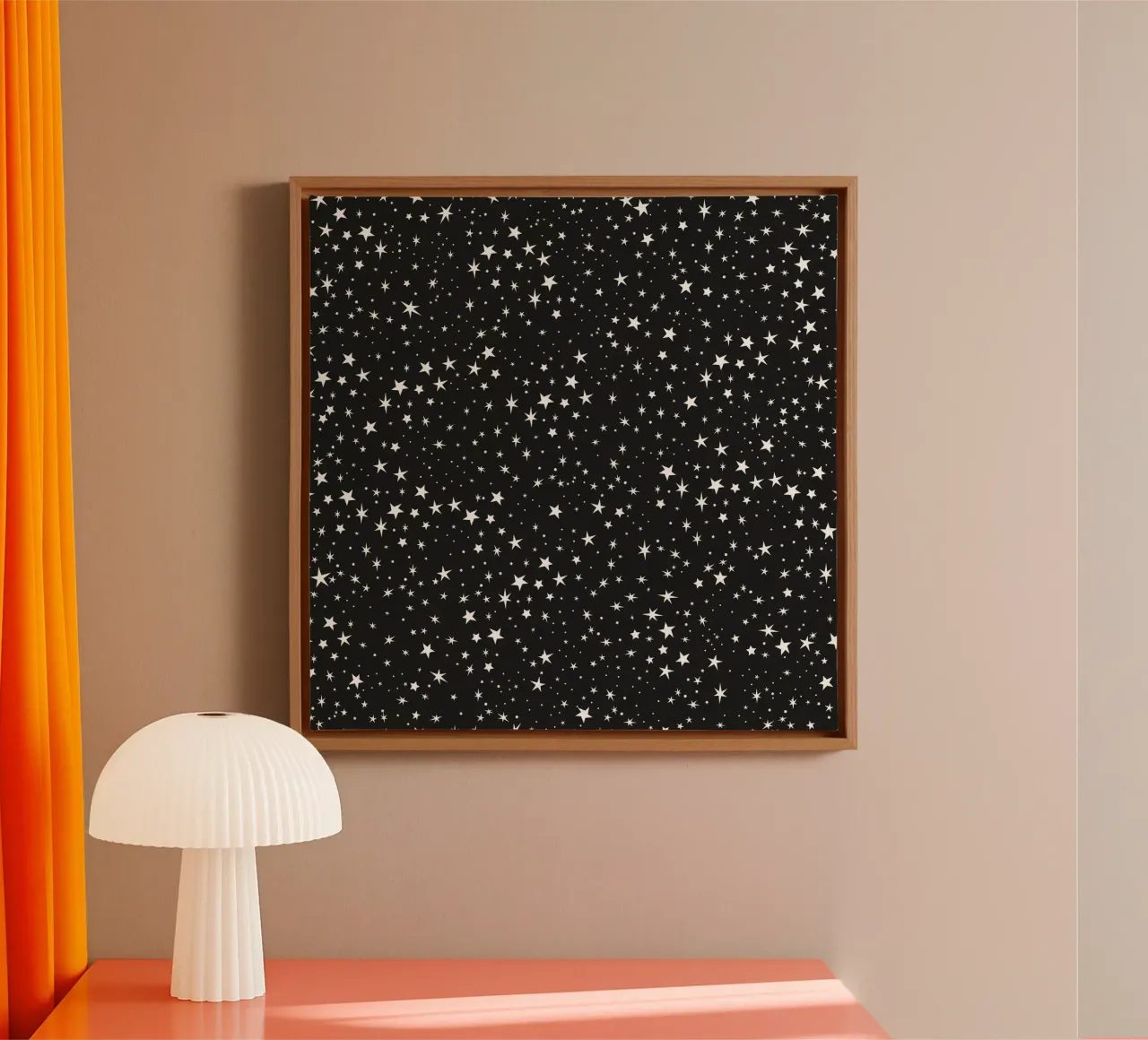 Cielo notturno con simpatiche stelle disegnate a mano tela con Cornice a cassetta da gulsengunel