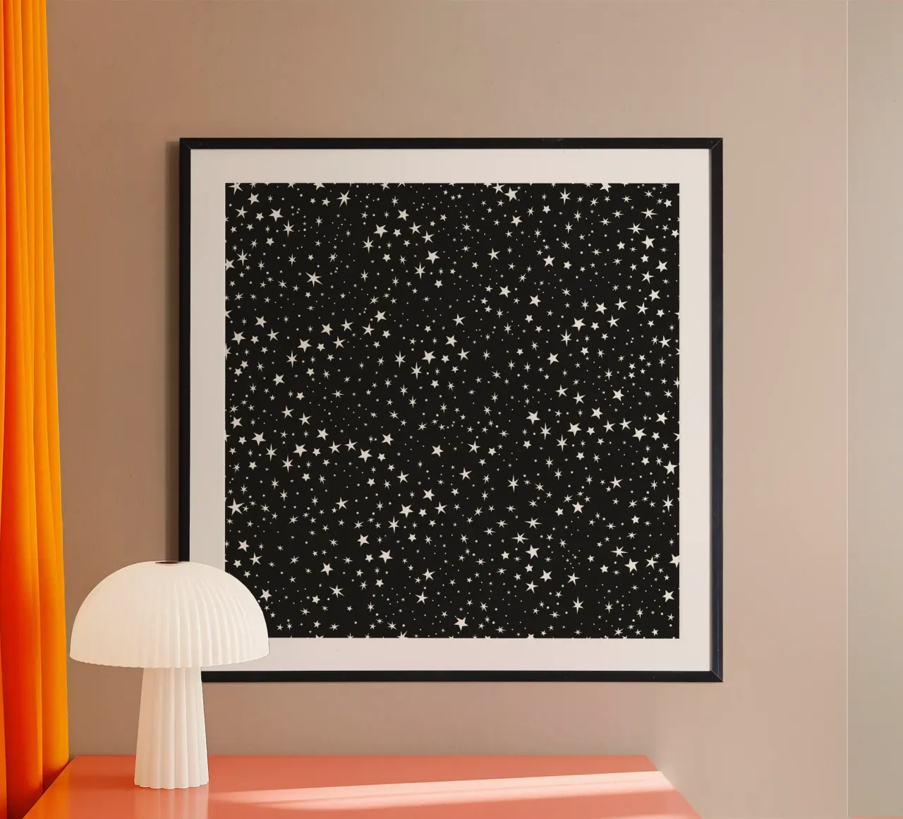Cielo notturno con simpatiche stelle disegnate a mano poster con telaio in plastica da gulsengunel