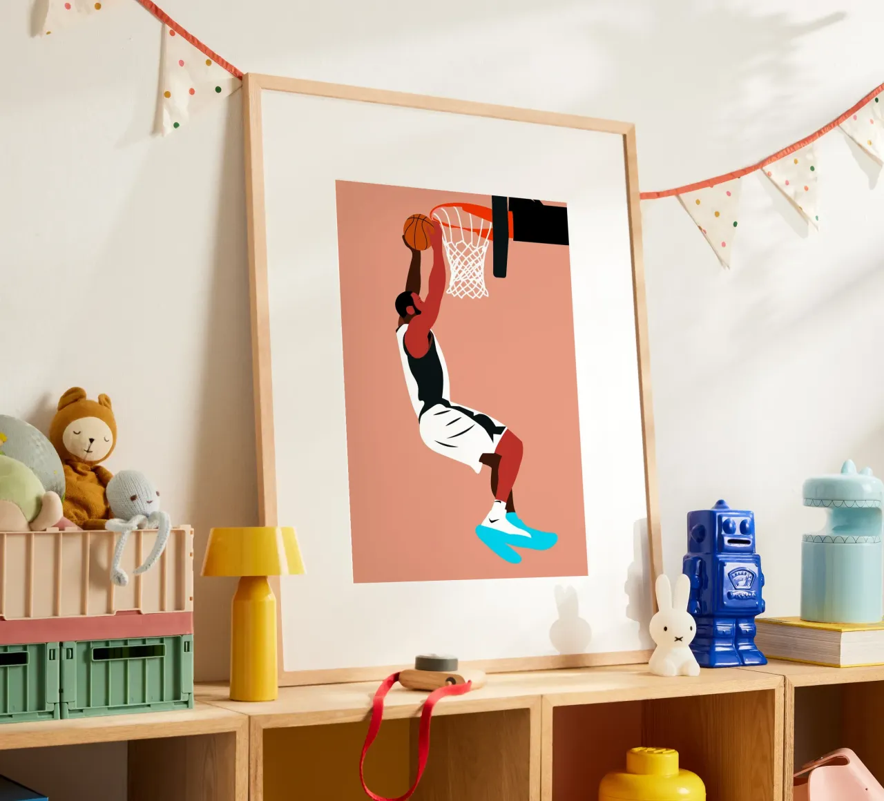 Pallacanestro poster con telaio in legno da Stellar Creative
