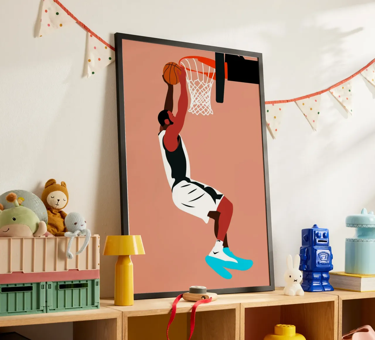 Pallacanestro poster con telaio in legno da Stellar Creative