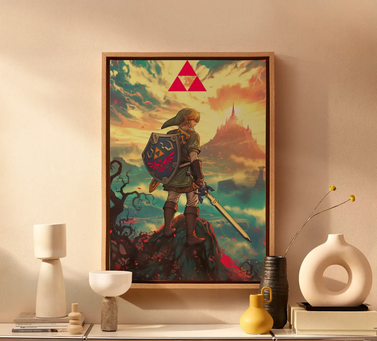 Link Legend of Zelda canvas met Baklijst van Fleur de Lys