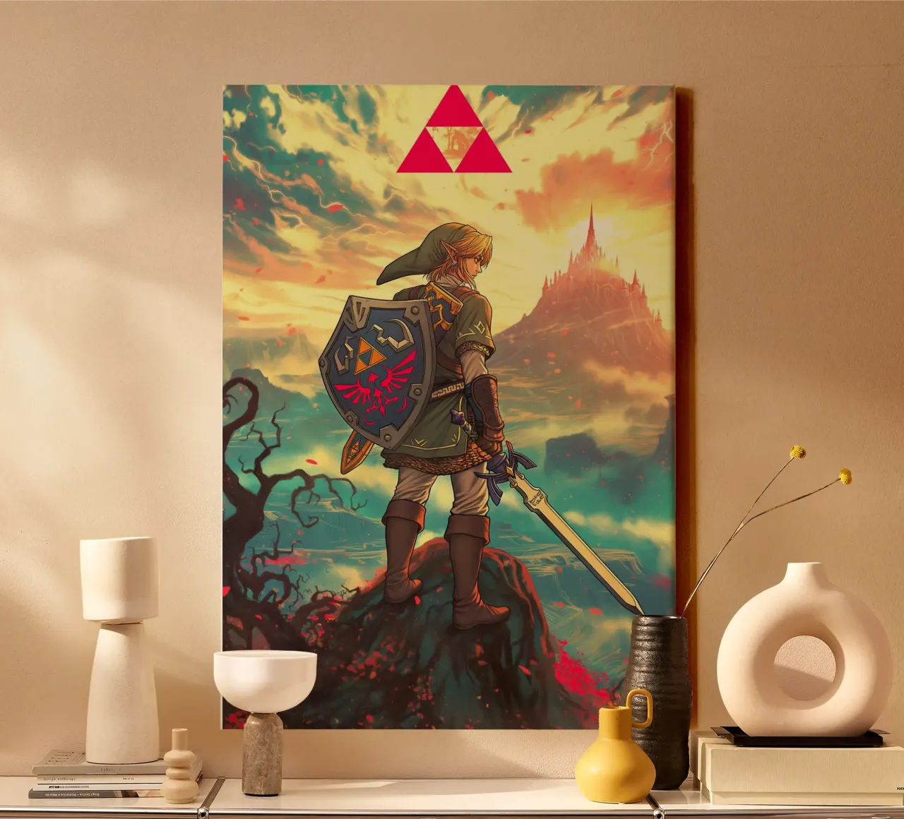 Link Legend of Zelda canvas met Baklijst van Fleur de Lys
