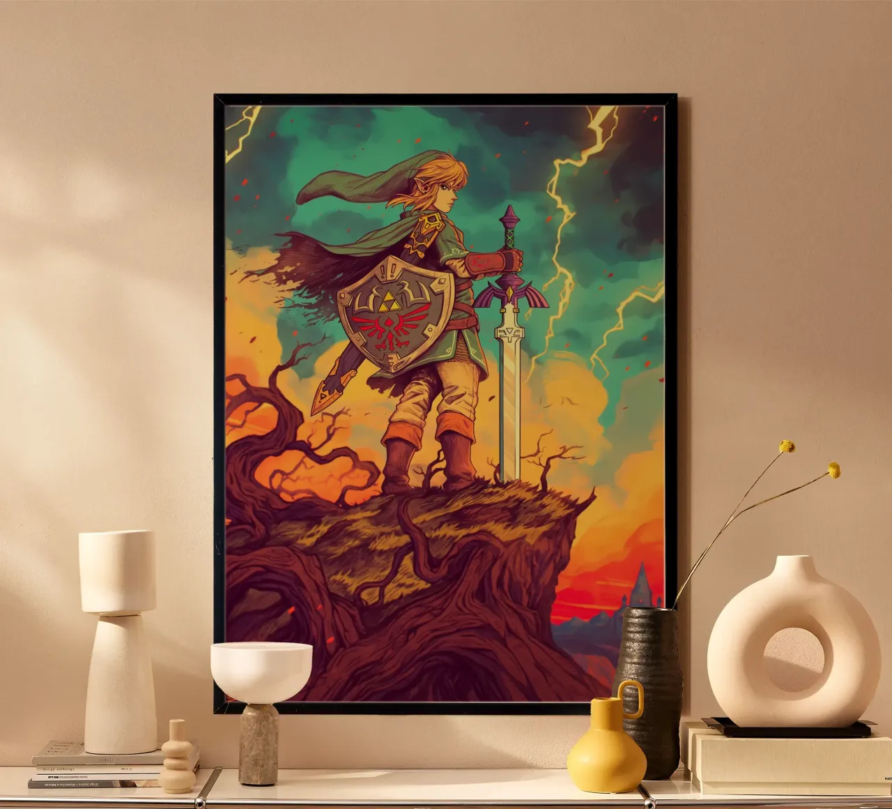 Link La leggenda di Zelda poster con telaio in plastica da Fleur de Lys