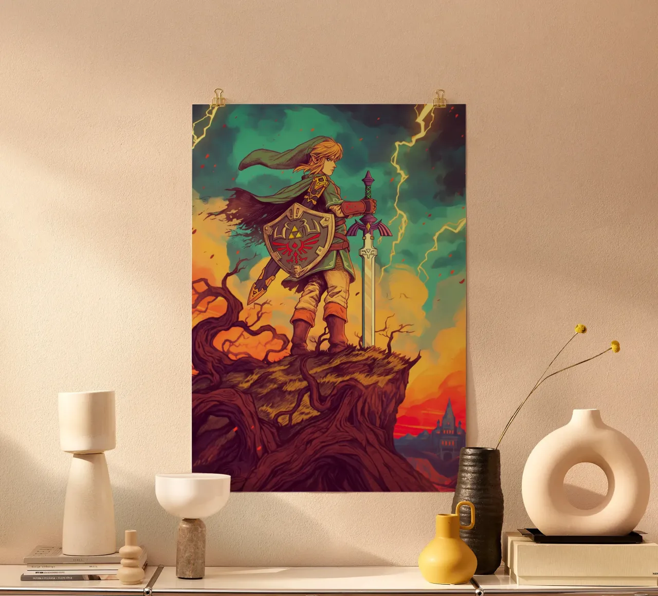 Link La leggenda di Zelda poster con telaio in plastica da Fleur de Lys