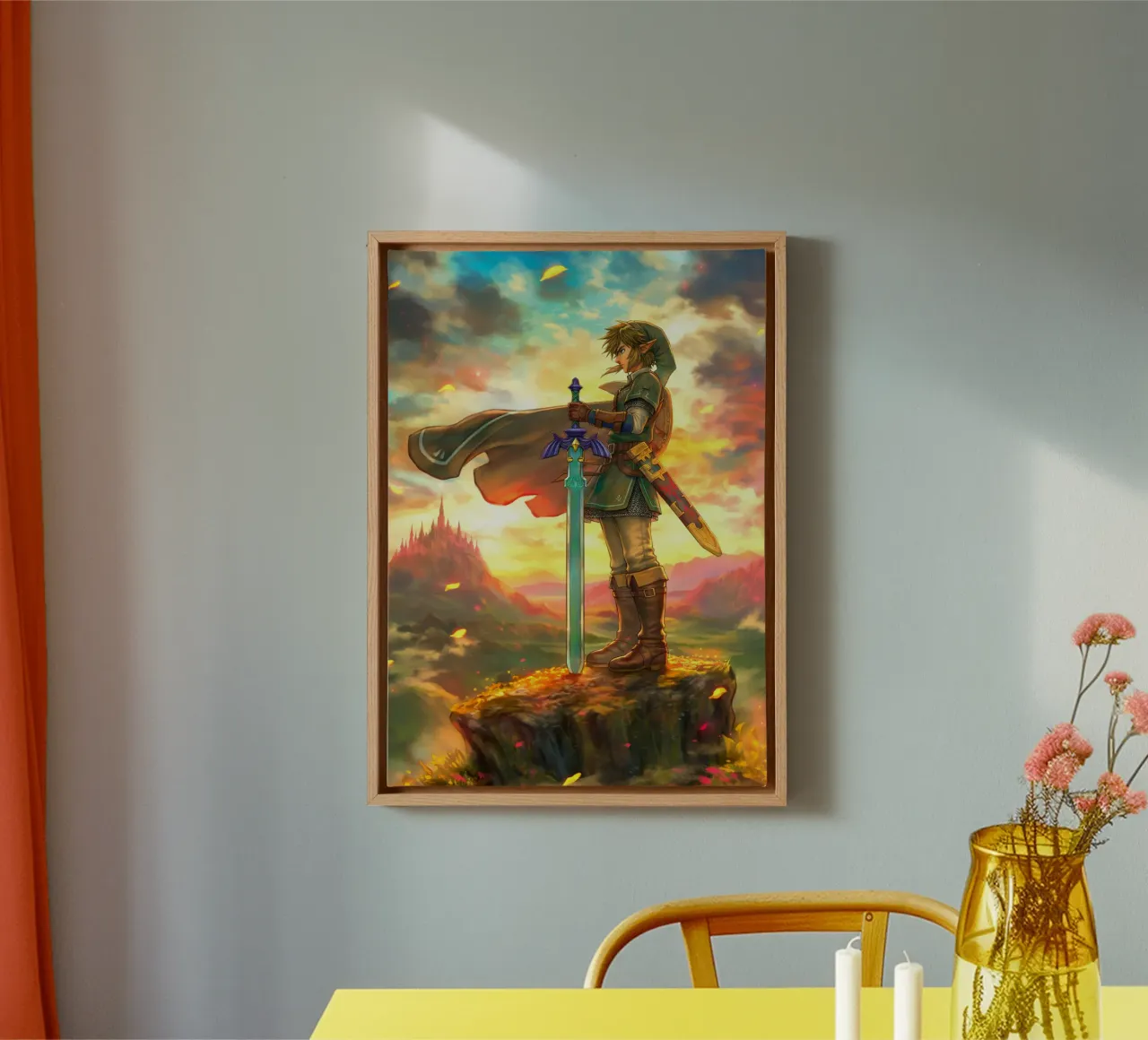Link Legend of Zelda canvas met Baklijst van Fleur de Lys