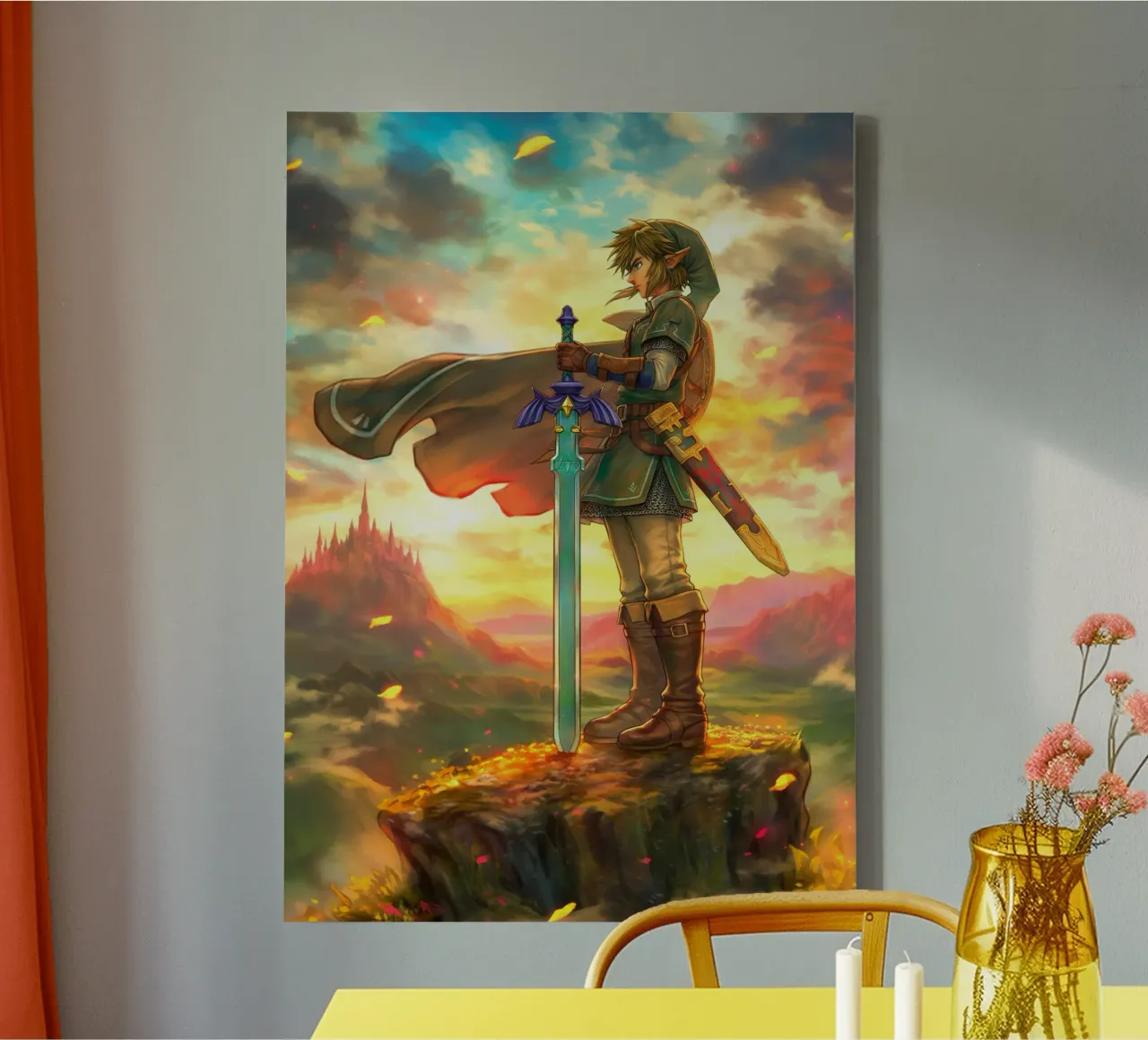 Link Legend of Zelda canvas met Baklijst van Fleur de Lys
