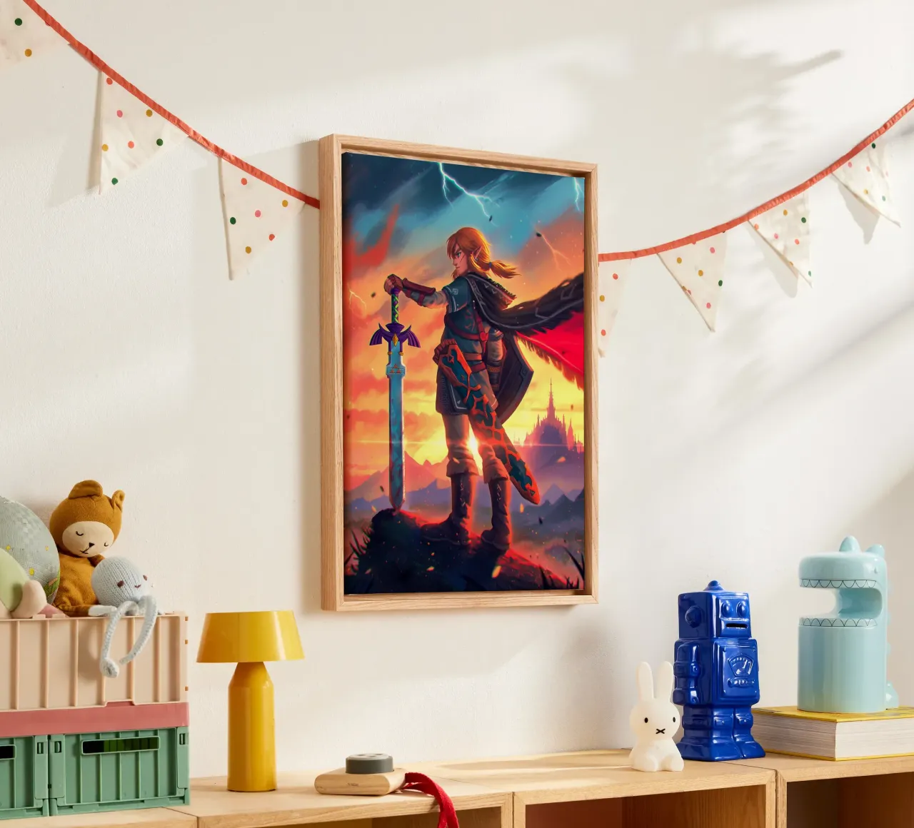 Link Legend of Zelda canvas met Baklijst van Fleur de Lys