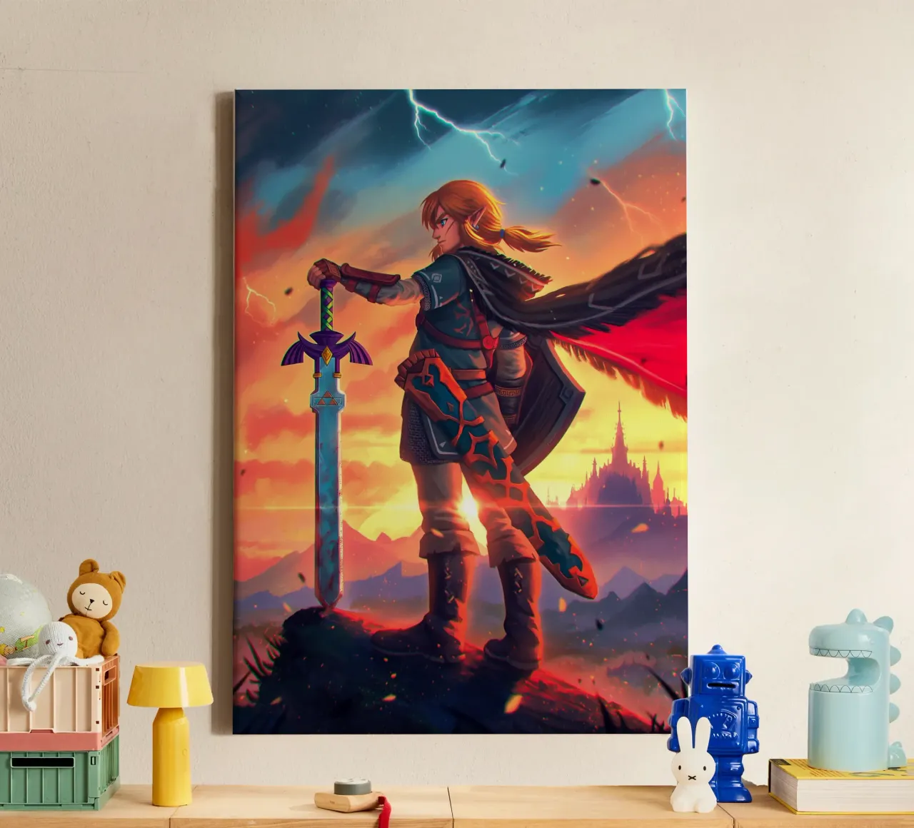 Link Legend of Zelda canvas met Baklijst van Fleur de Lys
