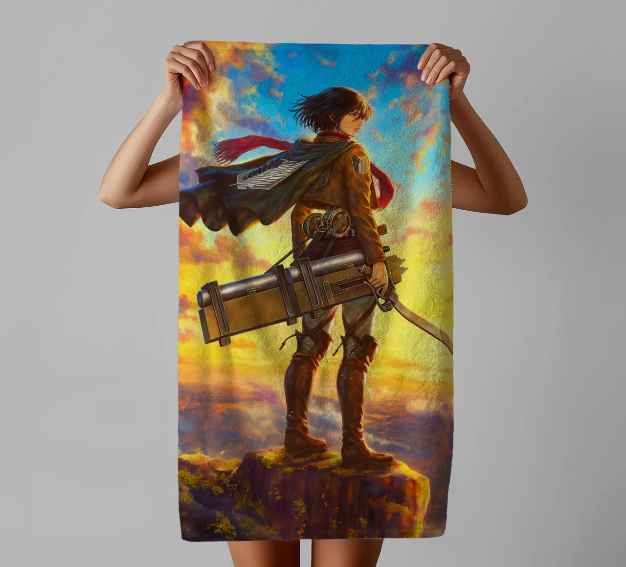 Mikasa Attack on Titan towel by Fleur de Lys
