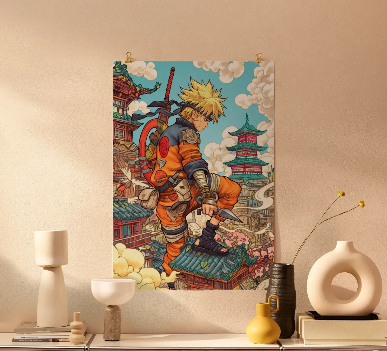 Naruto poster con telaio in legno da Fleur de Lys