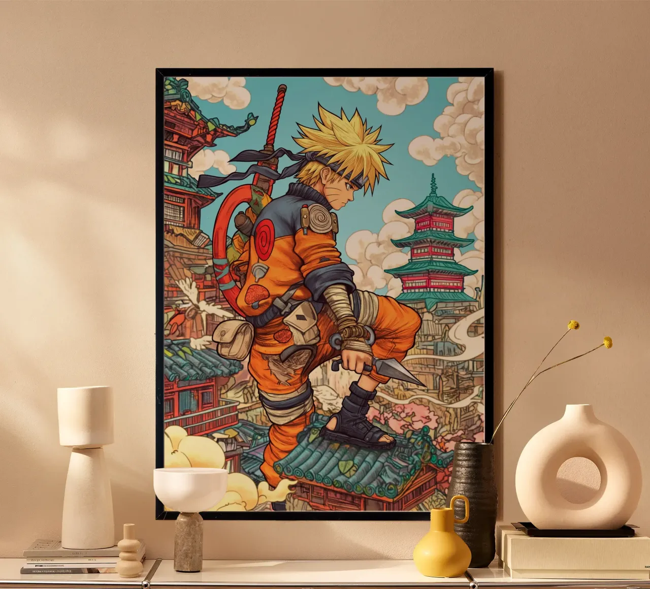 Naruto poster con telaio in legno da Fleur de Lys