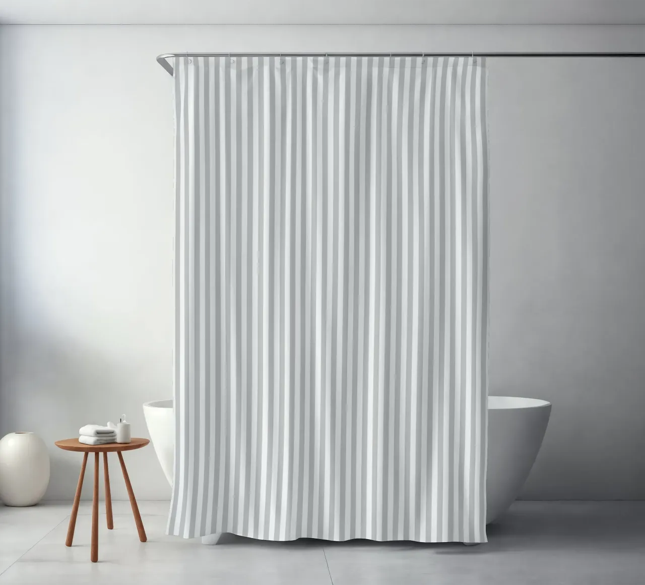 Minimal Basic Classic Bold Stripes 2 | Wit en Lichtgrijs douchegordijn van Beauty in Simplicity