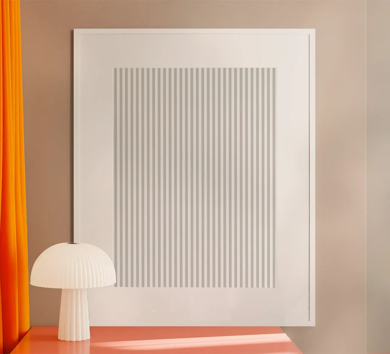 Minimal Basic Classic Bold Stripes 2 | Bianco e grigio chiaro poster con telaio in legno da Beauty in Simplicity