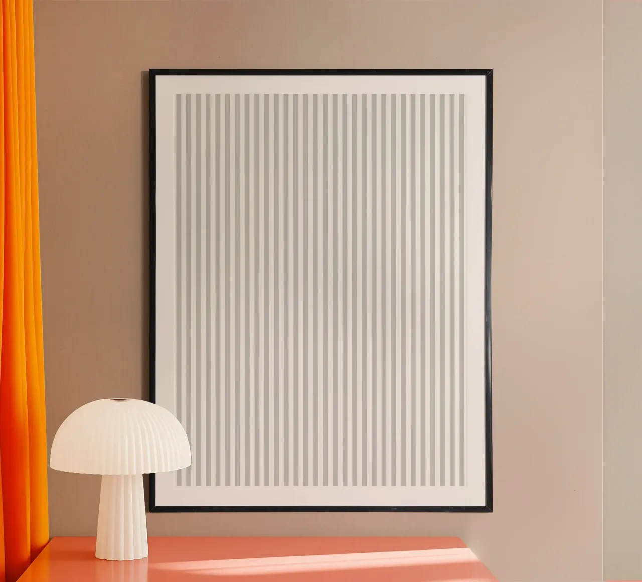 Minimal Basic Classic Bold Stripes 2 | Bianco e grigio chiaro poster con telaio in legno da Beauty in Simplicity