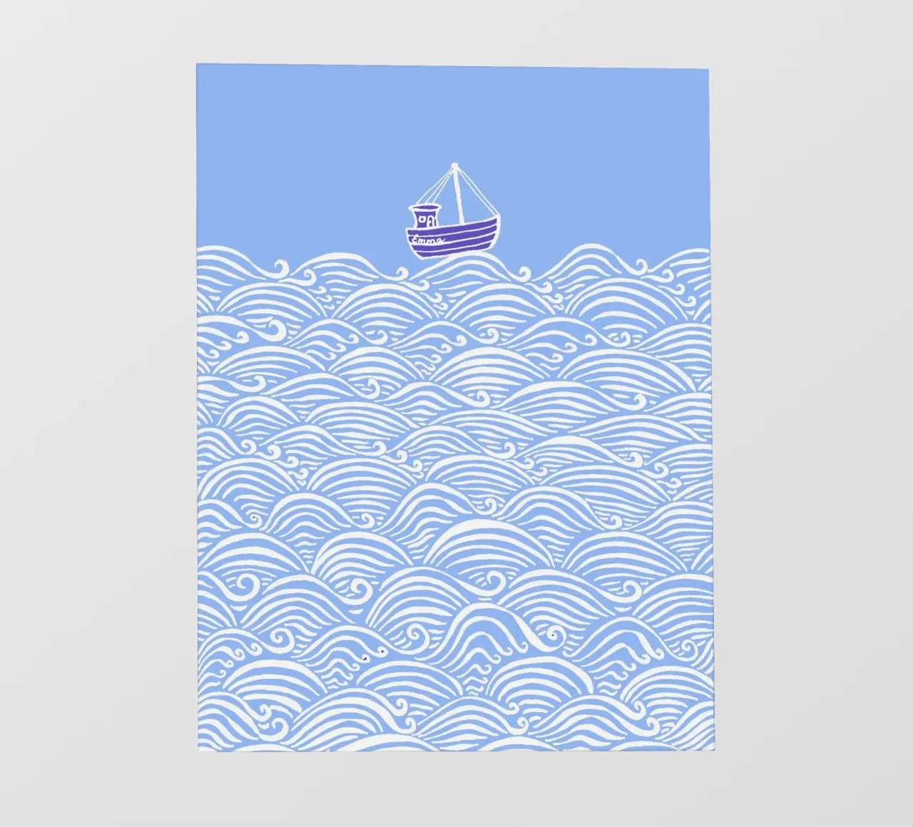 Barca sulle onde - azzurro telo in pvc da PaperLine Art