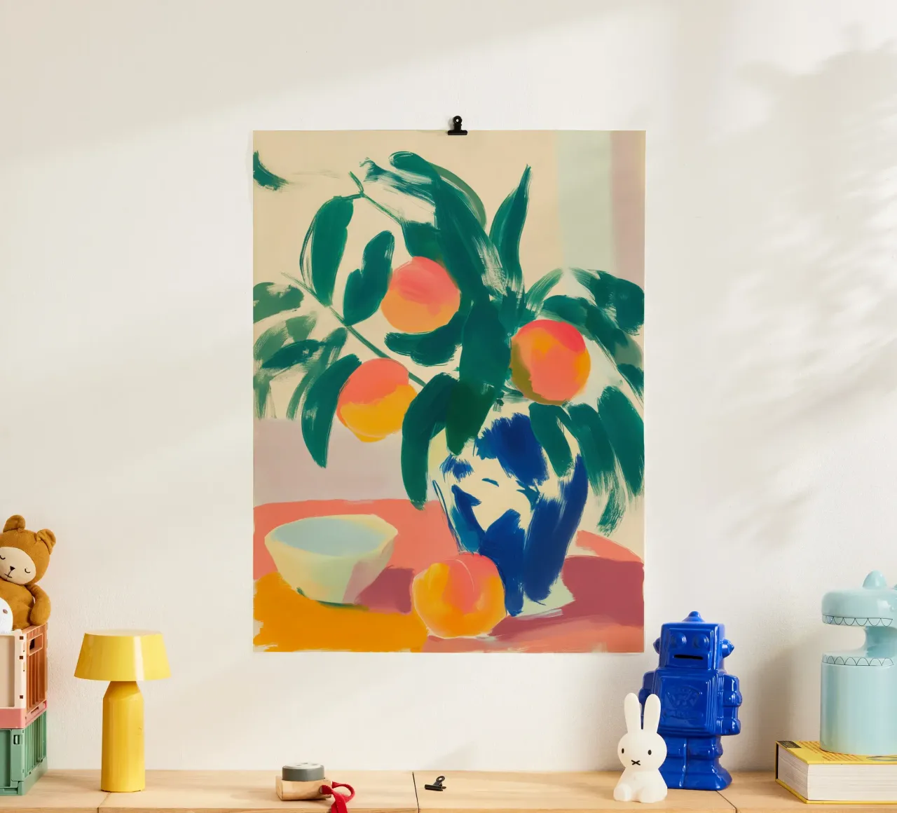 Stilleven met perziken | Pure Positieve Energie poster van Autofocus