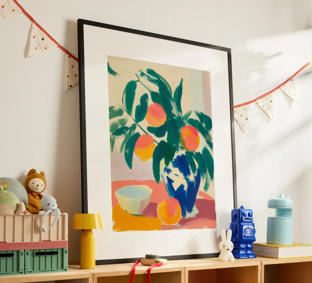 Stilleven met perziken | Pure Positieve Energie poster van Autofocus