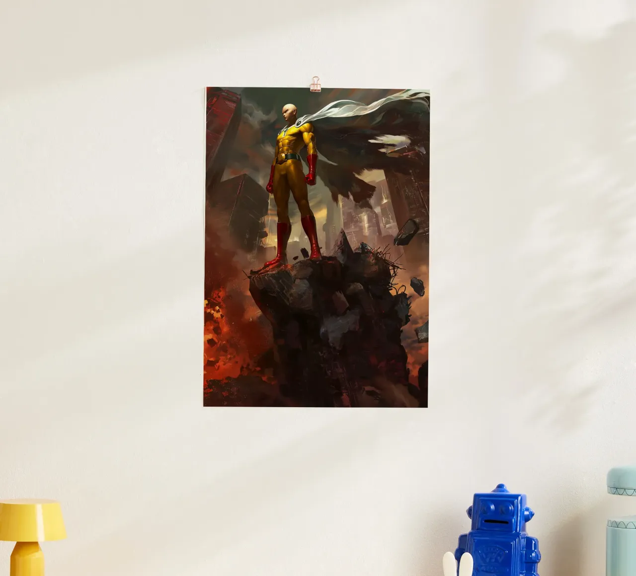 Saitama One Punch Man poster con telaio in plastica da Fleur de Lys