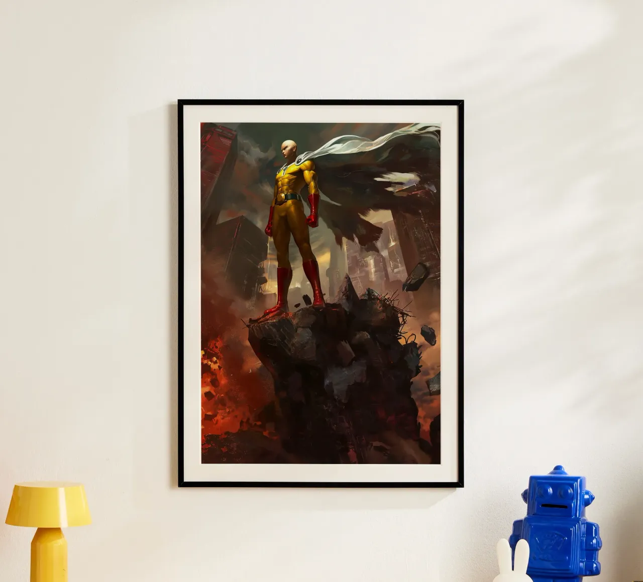 Saitama One Punch Man poster con telaio in plastica da Fleur de Lys