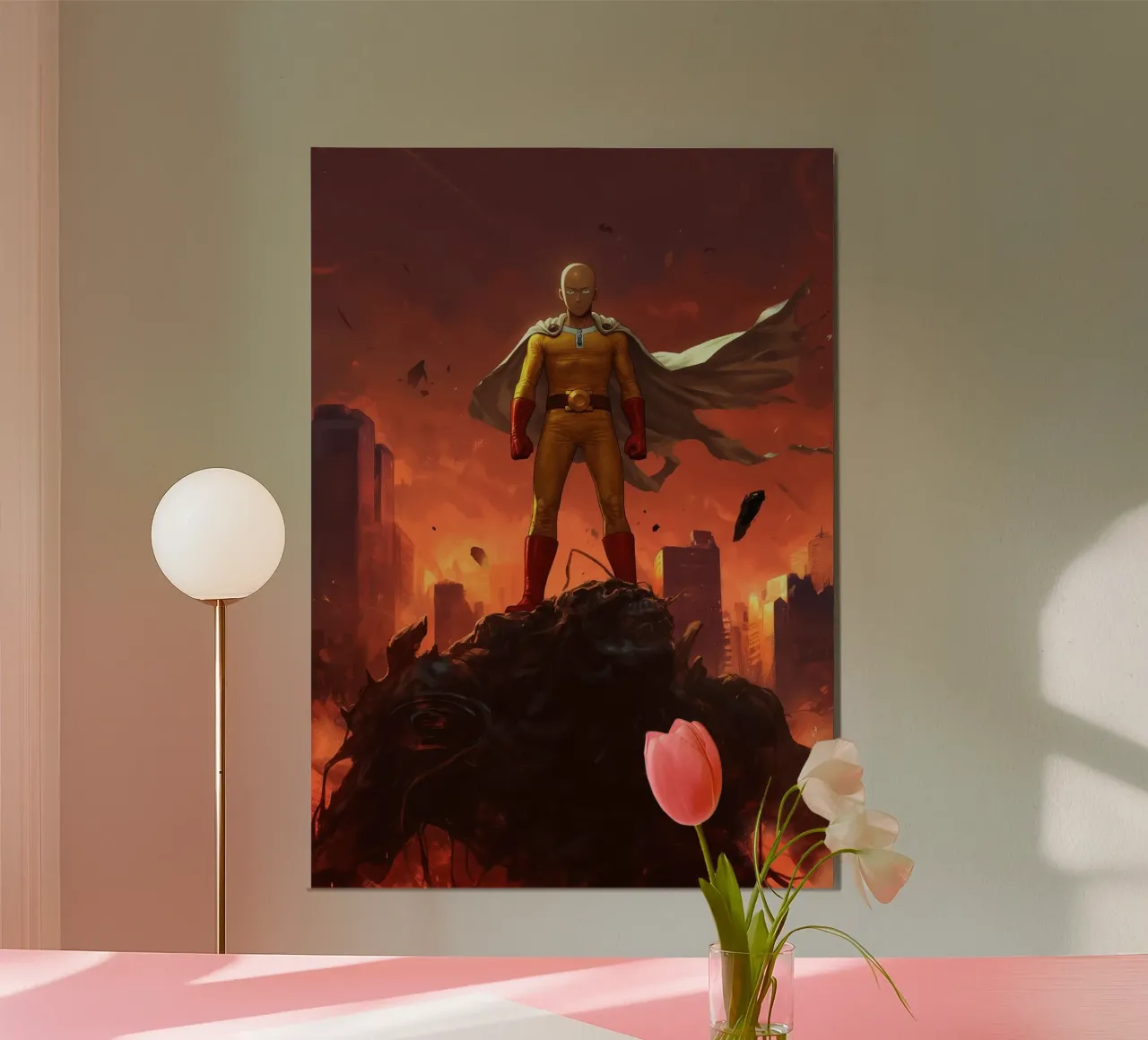 Saitama One Punch Man poster con telaio in legno da Fleur de Lys