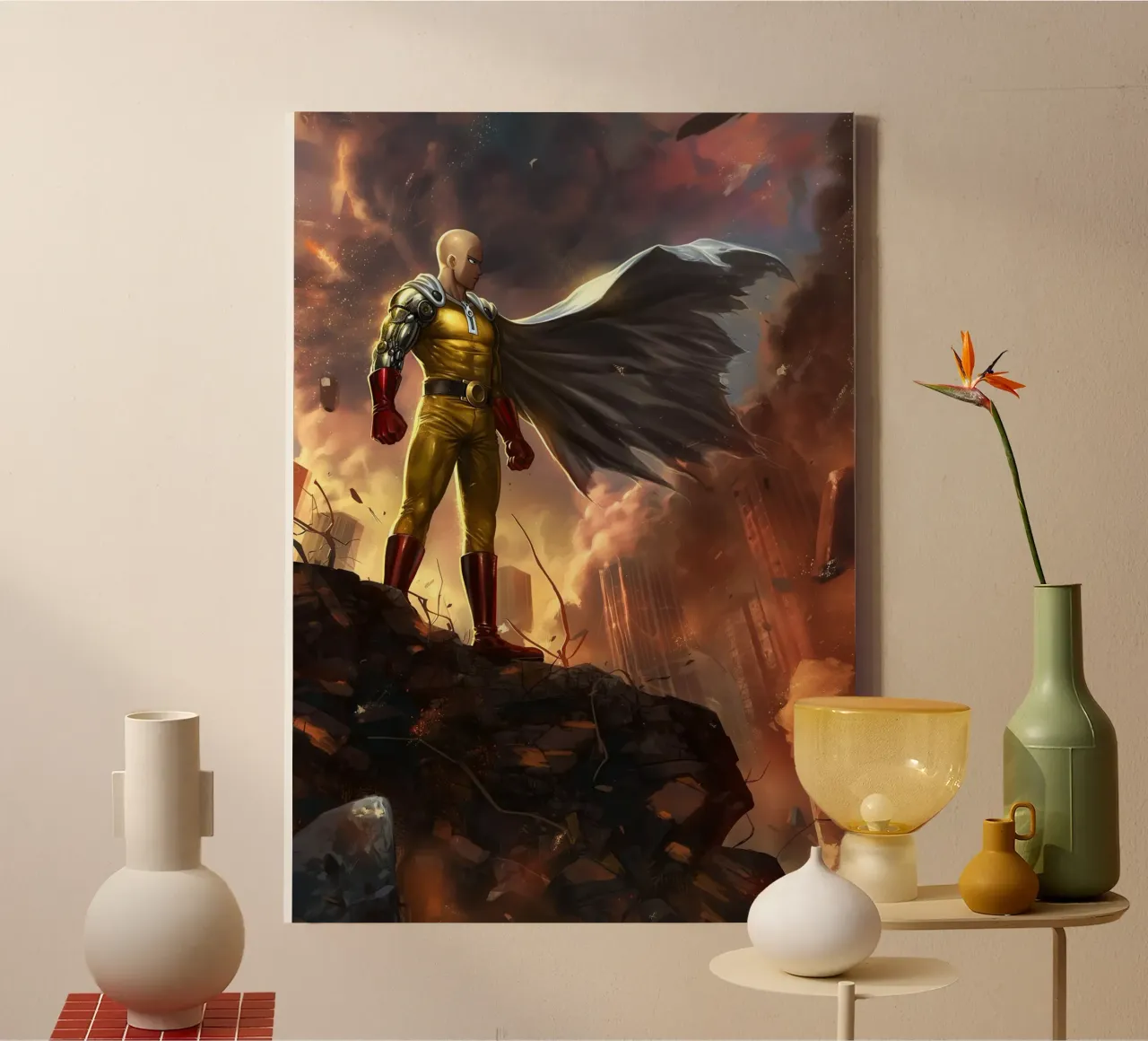 Saitama One Punch Man tela con Cornice a cassetta da Fleur de Lys