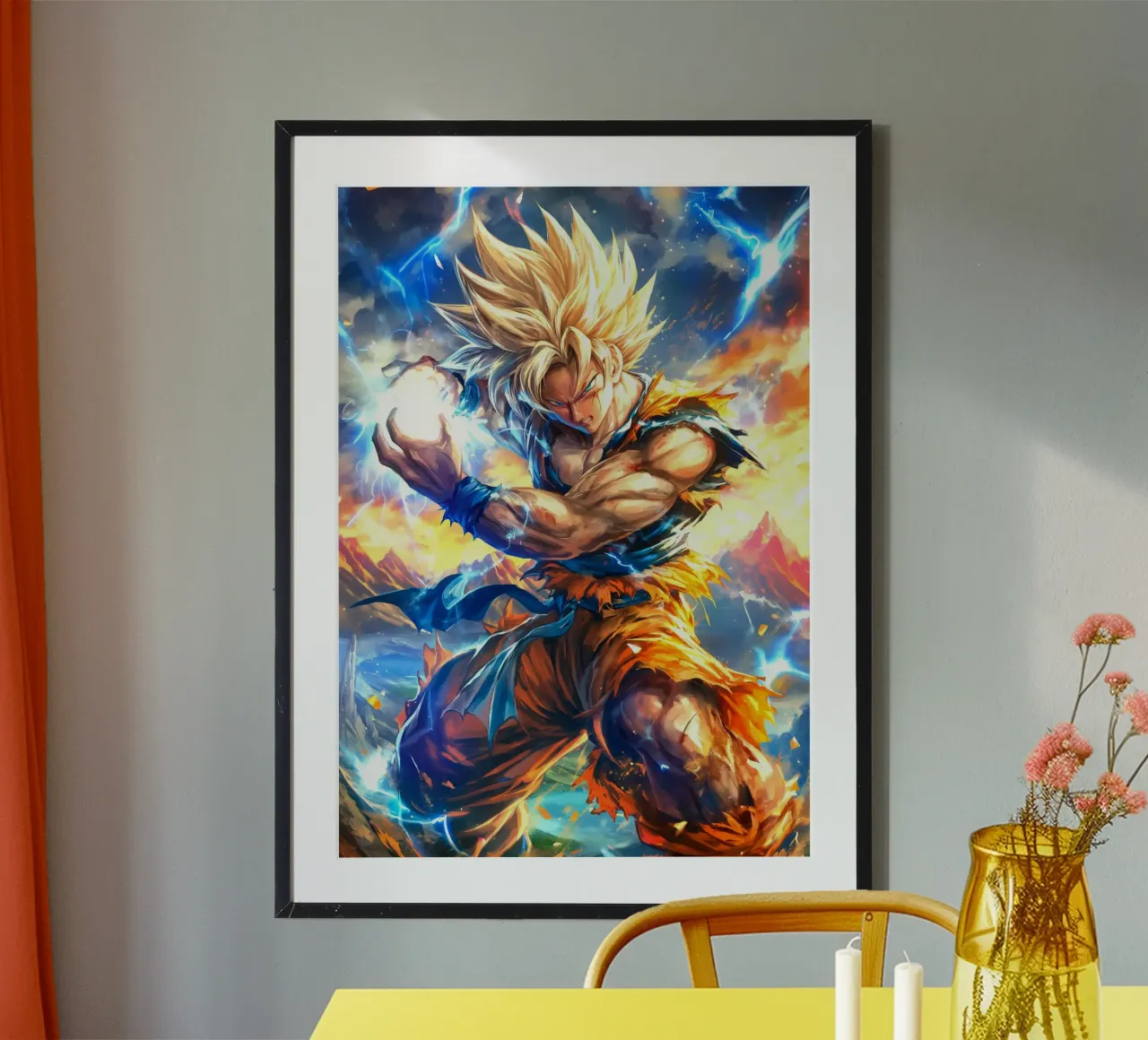 Super Saiyan Son Goku Dragon Ball DBZ poster con telaio in plastica da Stellar Creative