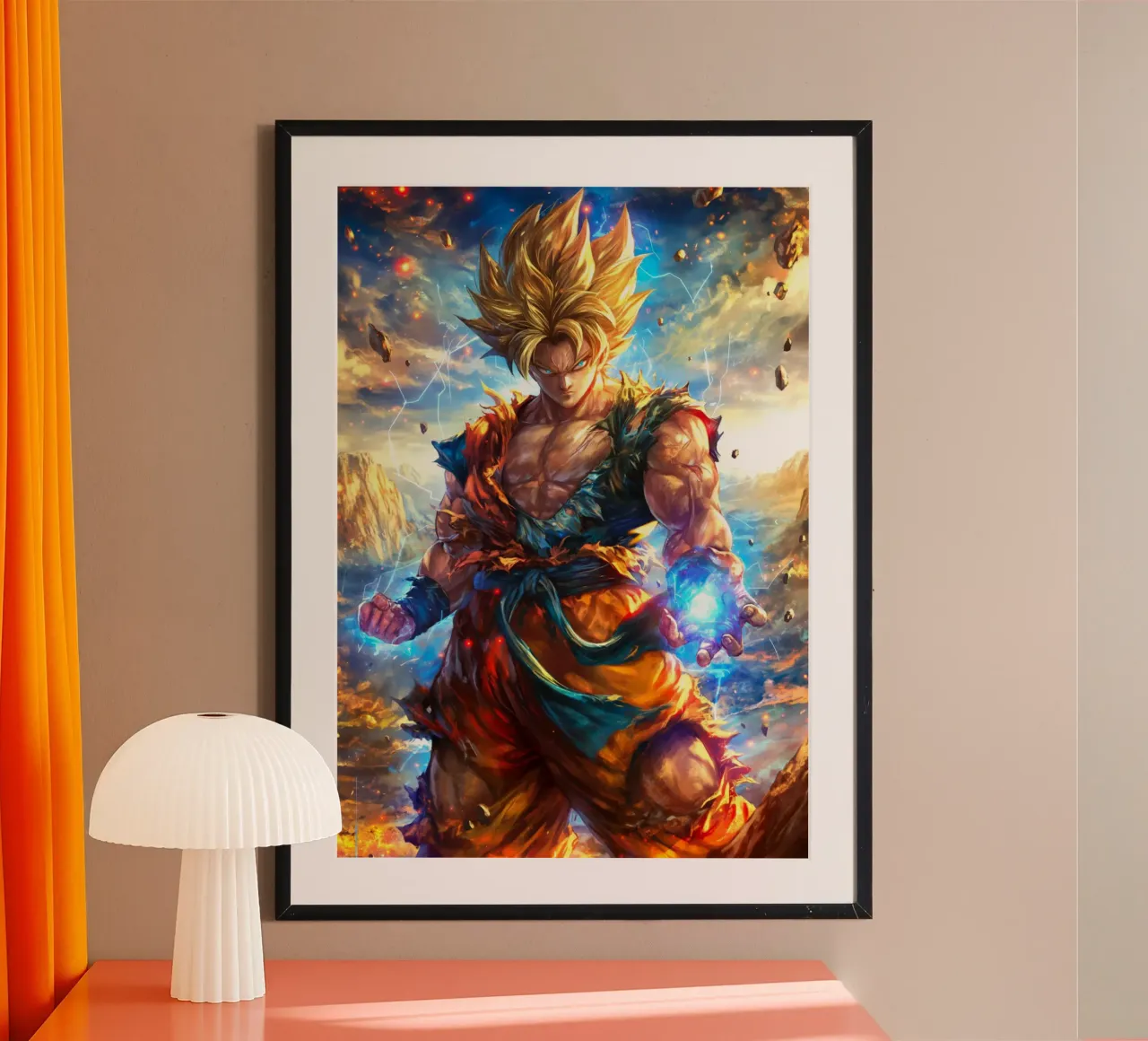 Super Saiyan Son Goku Dragon Ball DBZ poster con telaio in alluminio da Stellar Creative