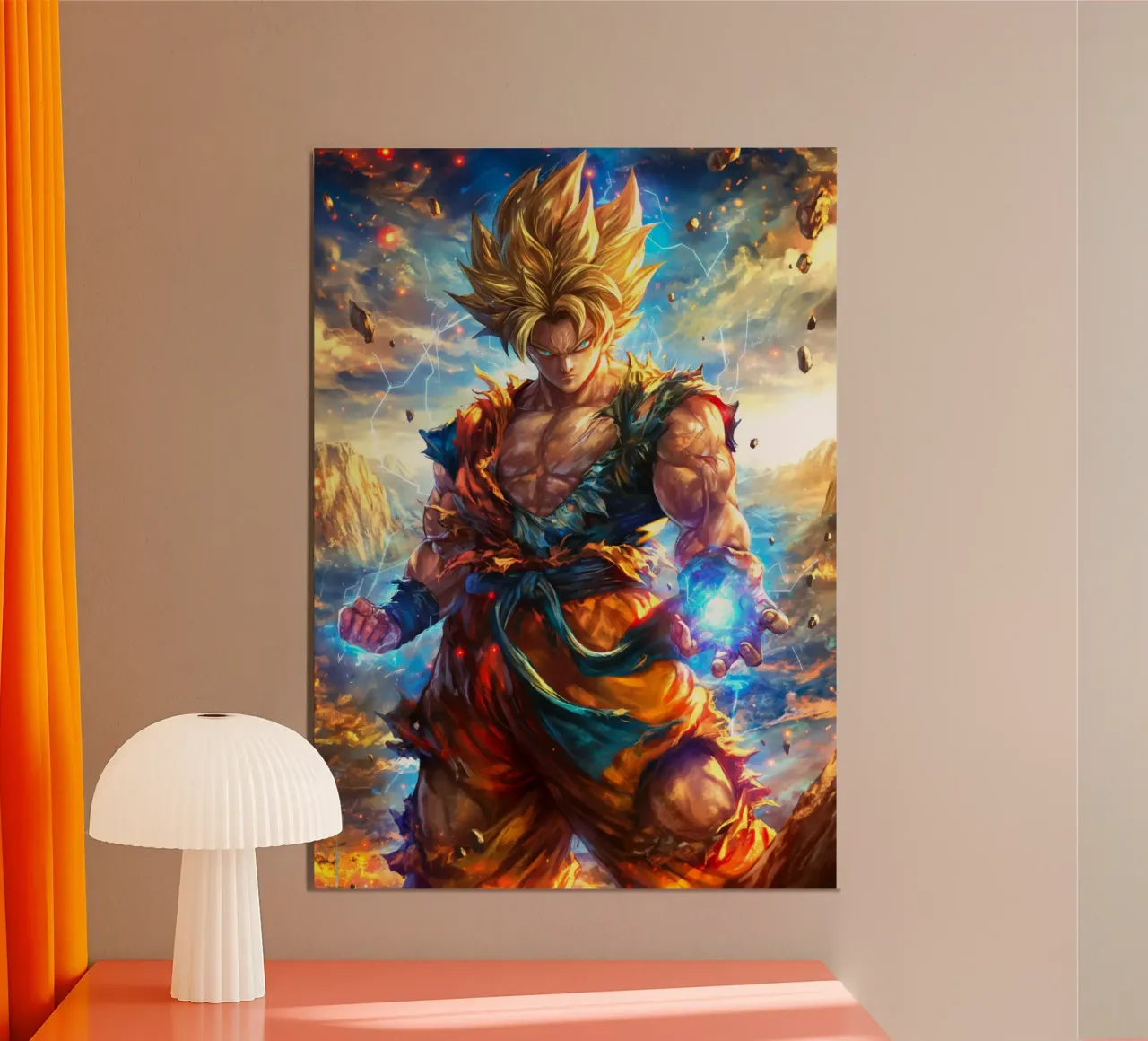Super Saiyan Son Goku Dragon Ball DBZ poster con telaio in alluminio da Stellar Creative