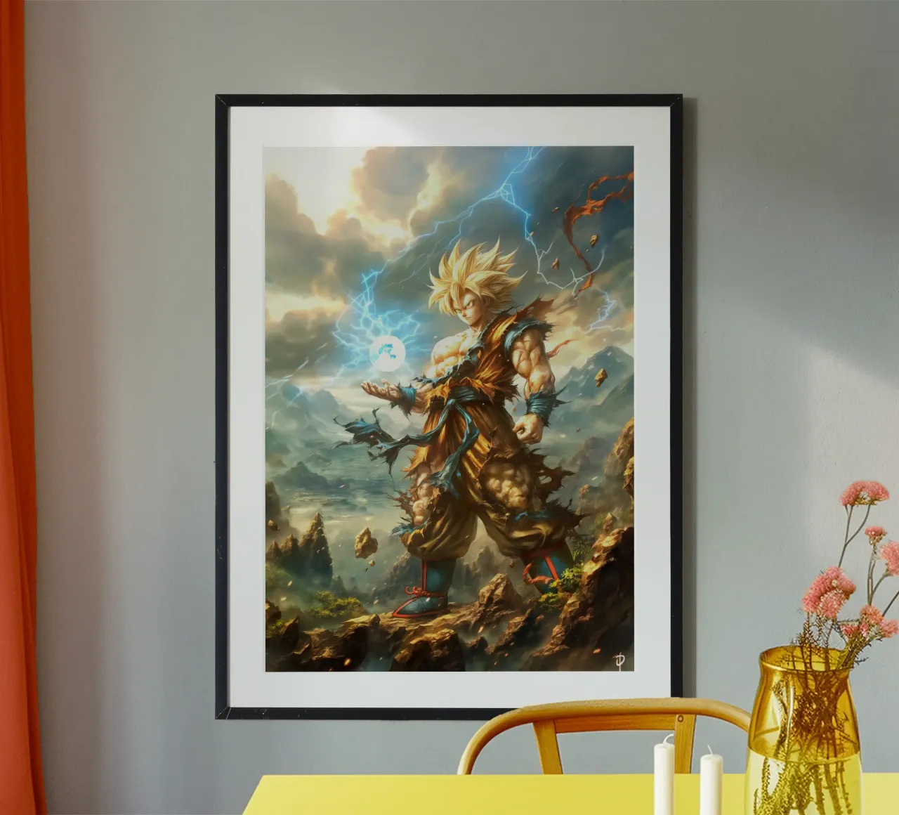 Super Saiyan Son Goku Dragon Ball DBZ poster con telaio in alluminio da Stellar Creative