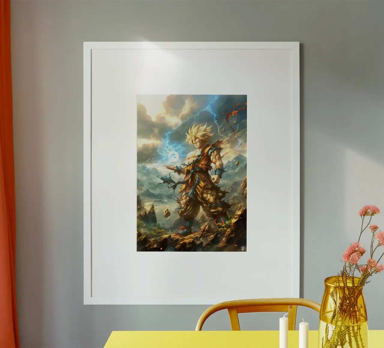 Super Saiyan Son Goku Dragon Ball DBZ poster con telaio in alluminio da Stellar Creative