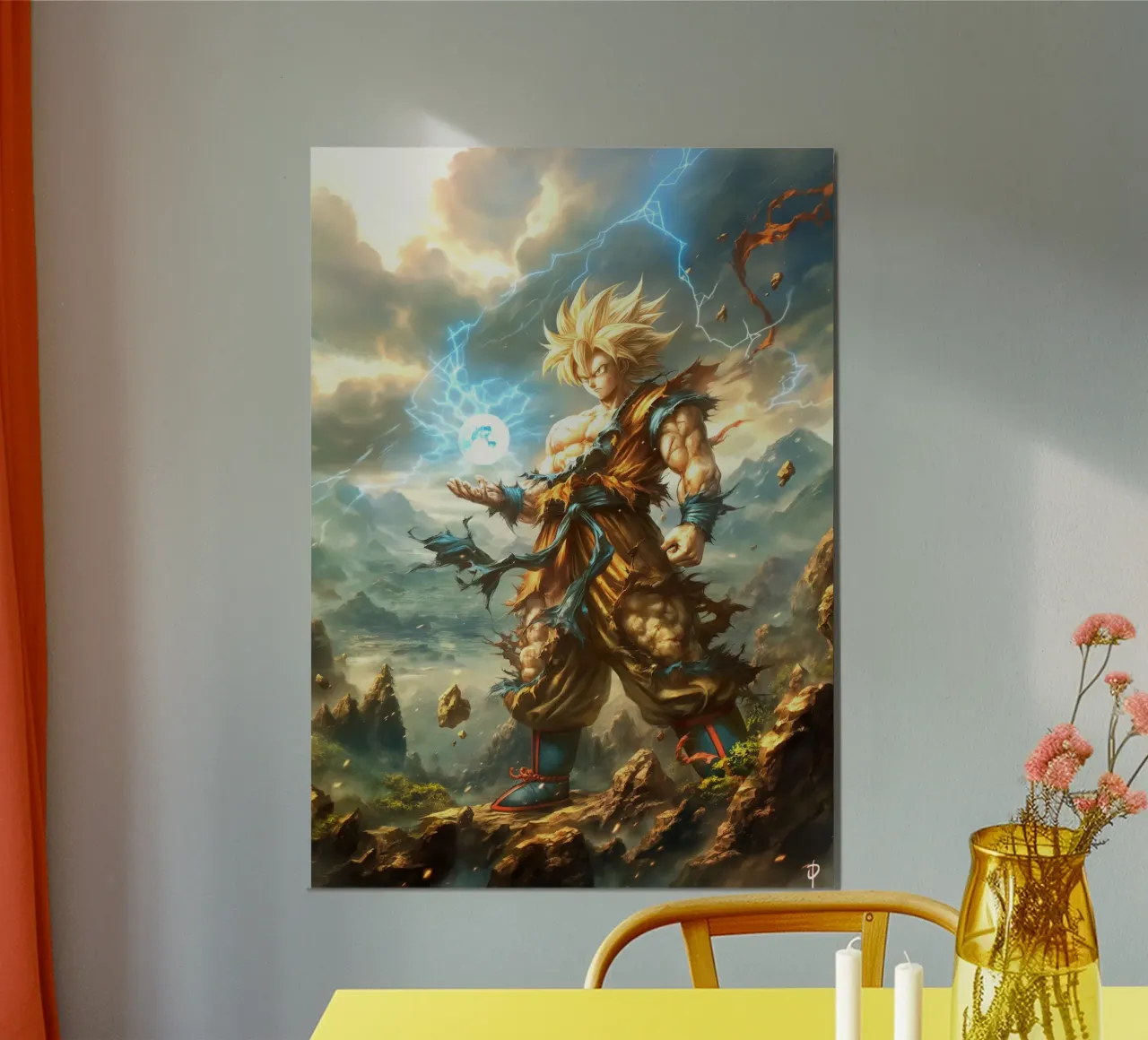 Super Saiyan Son Goku Dragon Ball DBZ poster con telaio in alluminio da Stellar Creative