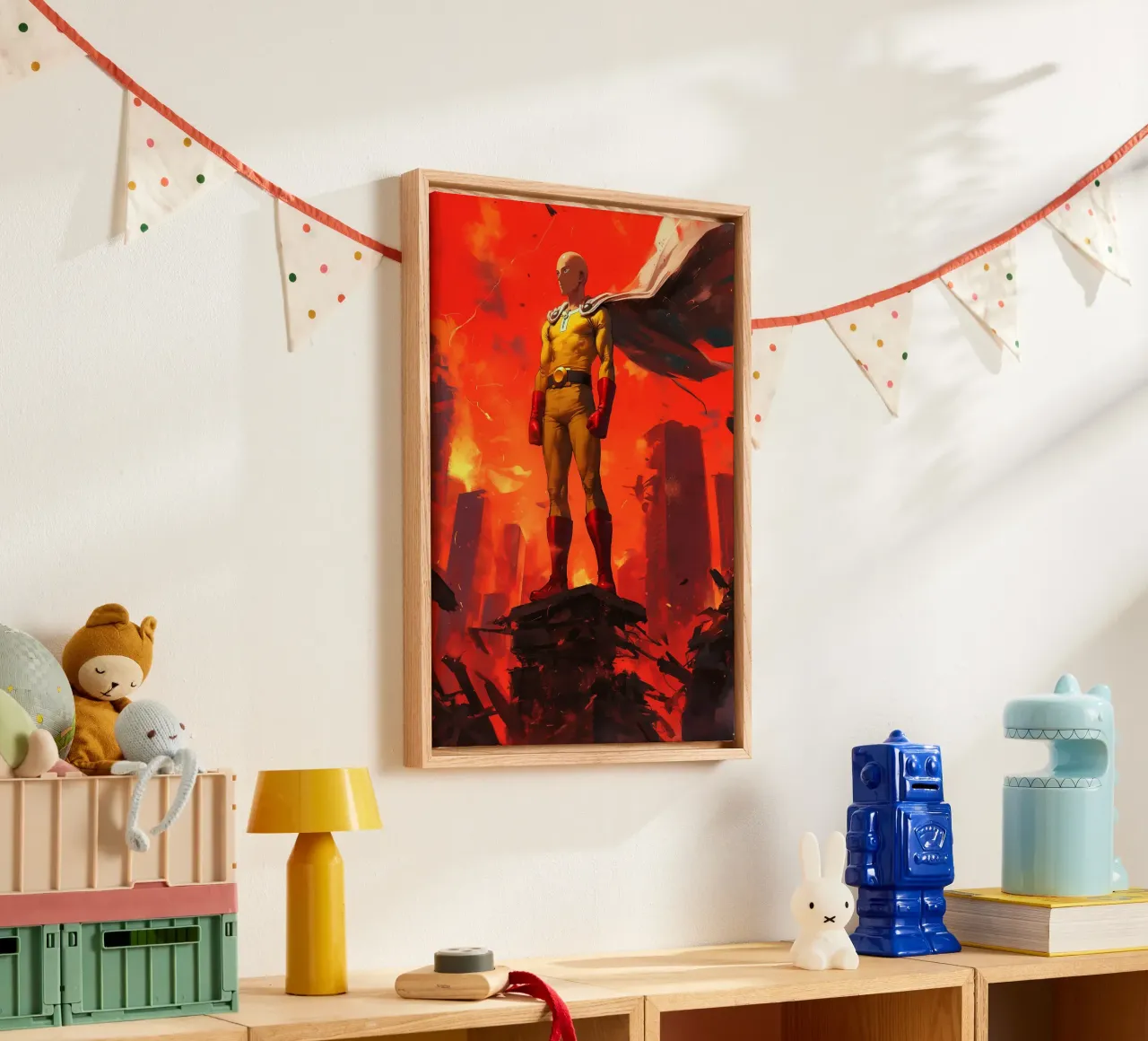Saitama One Punch Man tela con Cornice a cassetta da Stellar Creative