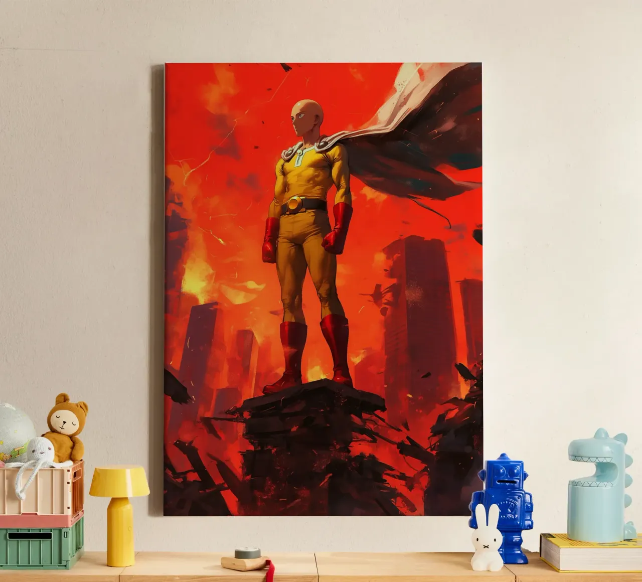 Saitama One Punch Man tela con Cornice a cassetta da Stellar Creative