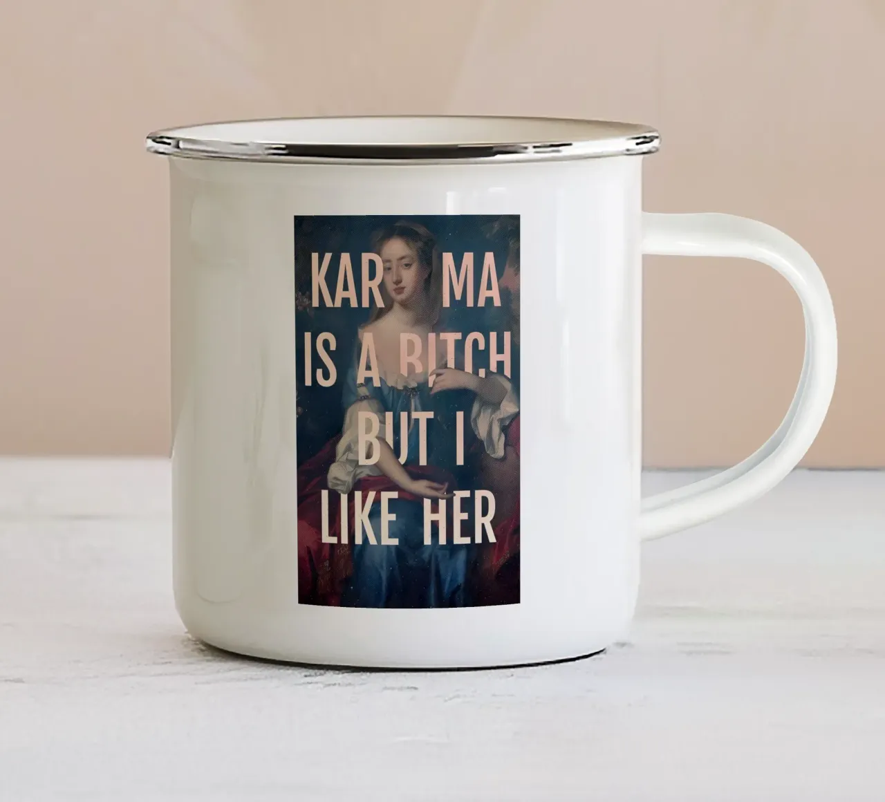 Karma tazza in smalto da Type & Tape