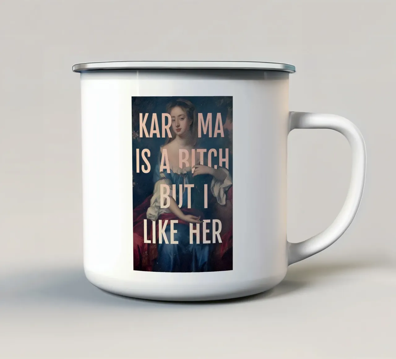 Karma tazza in smalto da Type & Tape