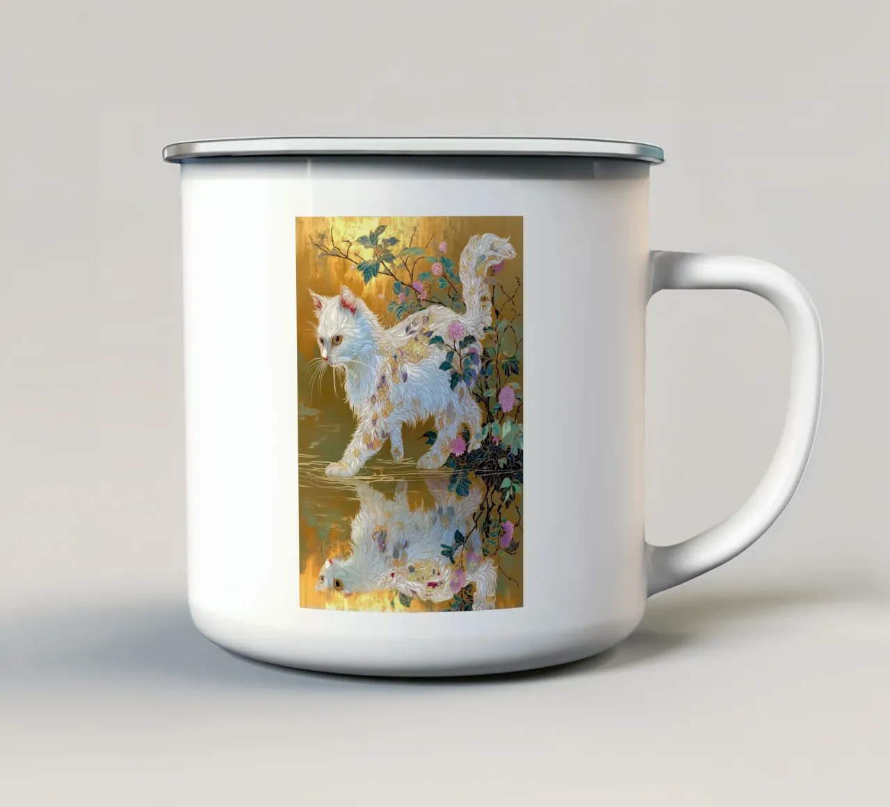 Gatto Ukiyo-e tazza in smalto da Fleur de Lys
