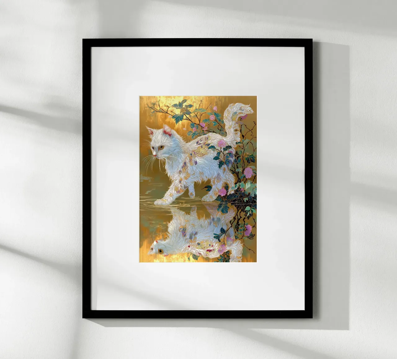 Gatto Ukiyo-e poster con telaio in legno da Fleur de Lys