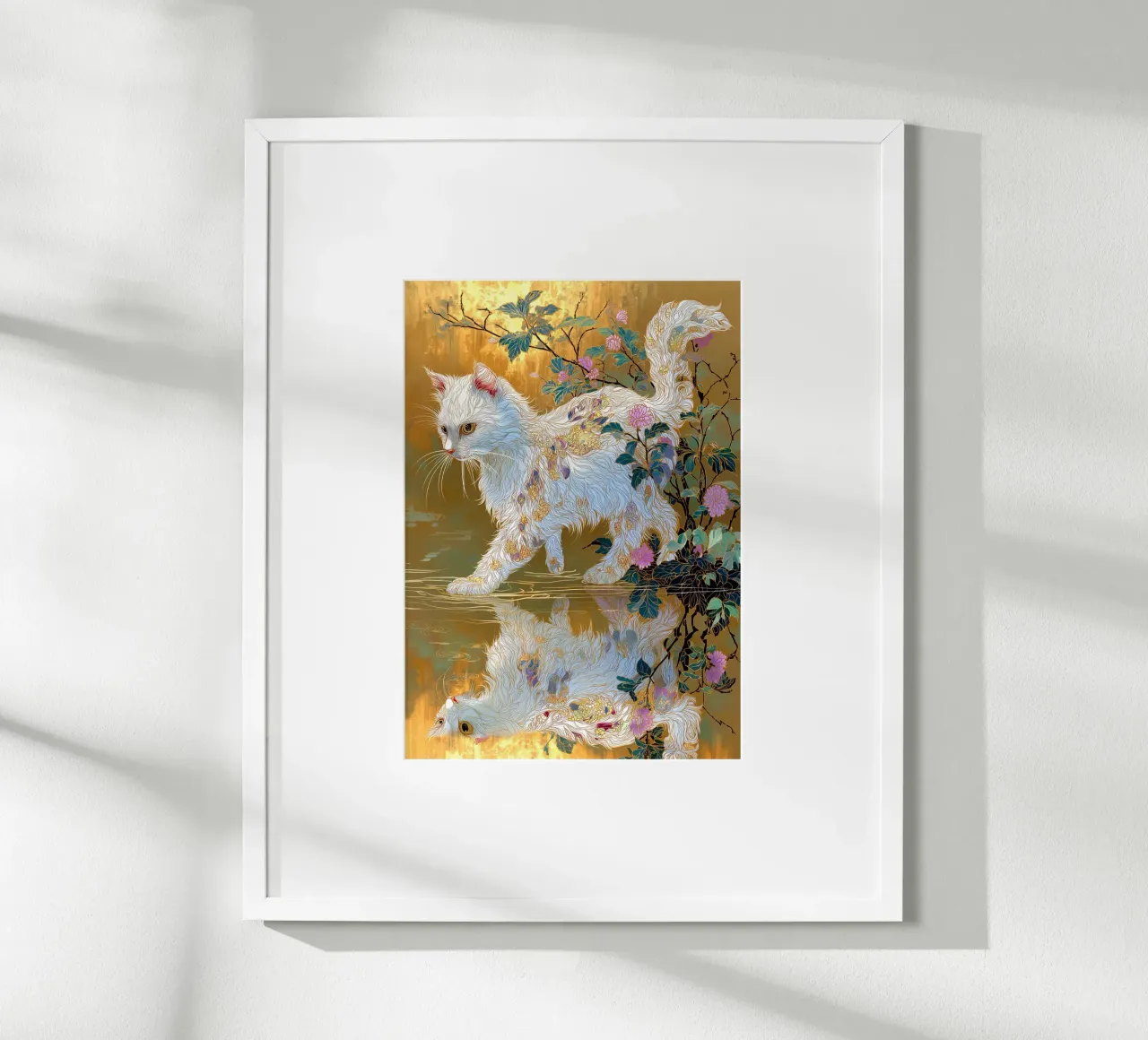 Gatto Ukiyo-e poster con telaio in legno da Fleur de Lys