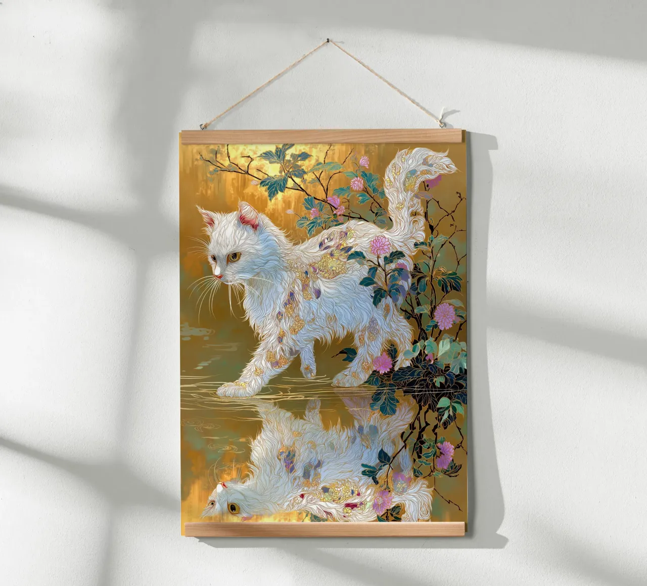 Gatto Ukiyo-e poster con telaio in legno da Fleur de Lys