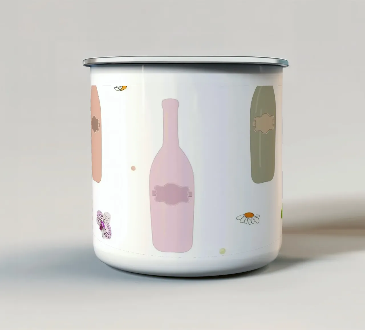 Bottiglia di champagne colorata bianca tazza in smalto da gulsengunel