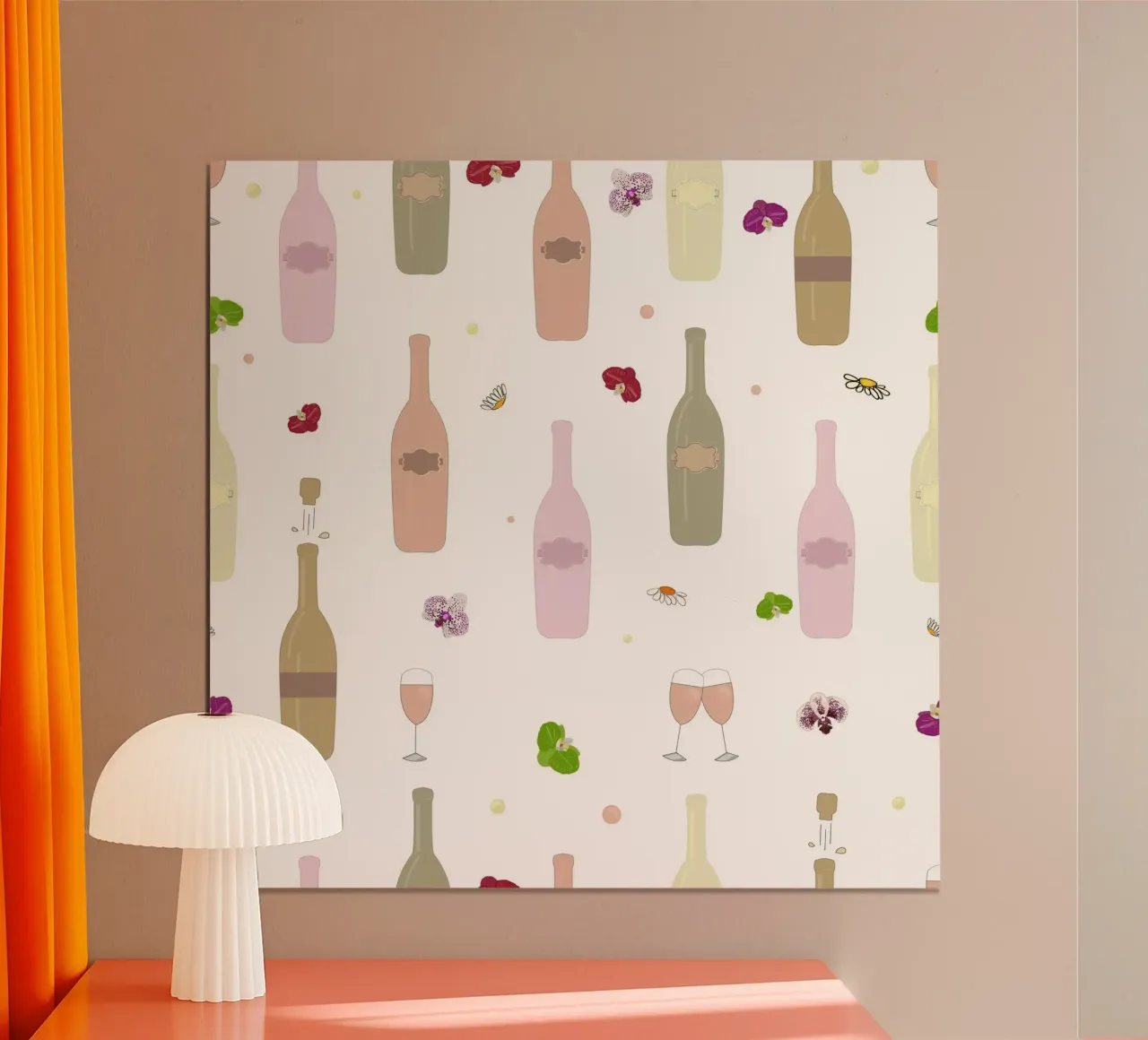Bottiglia di champagne colorata bianca poster da gulsengunel