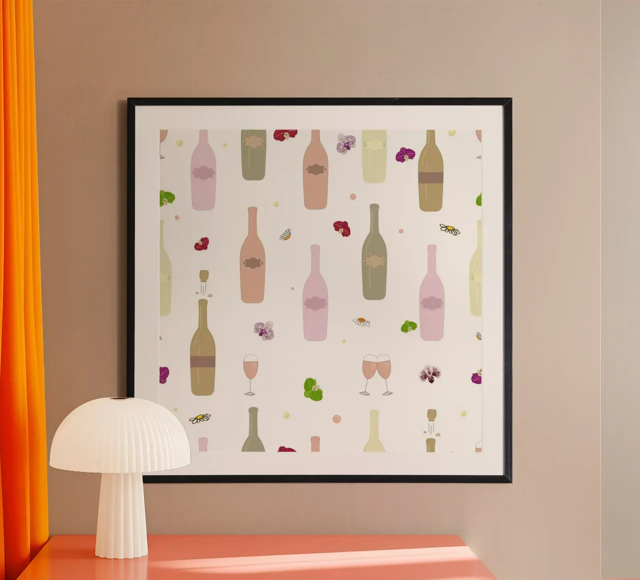Bottiglia di champagne colorata bianca poster da gulsengunel