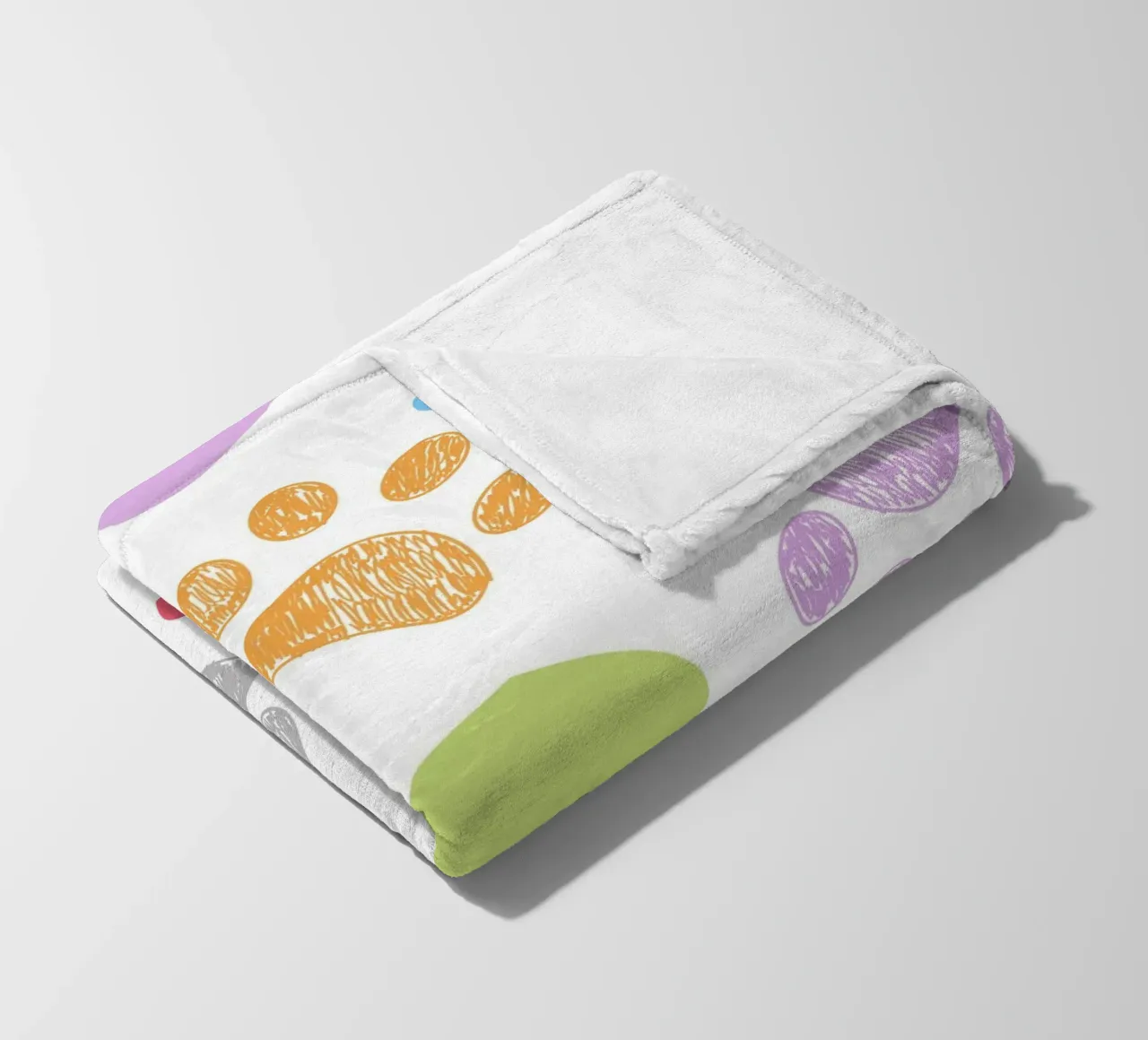 Doodle colorful paw print with hearts fleece blanket by gulsengunel
