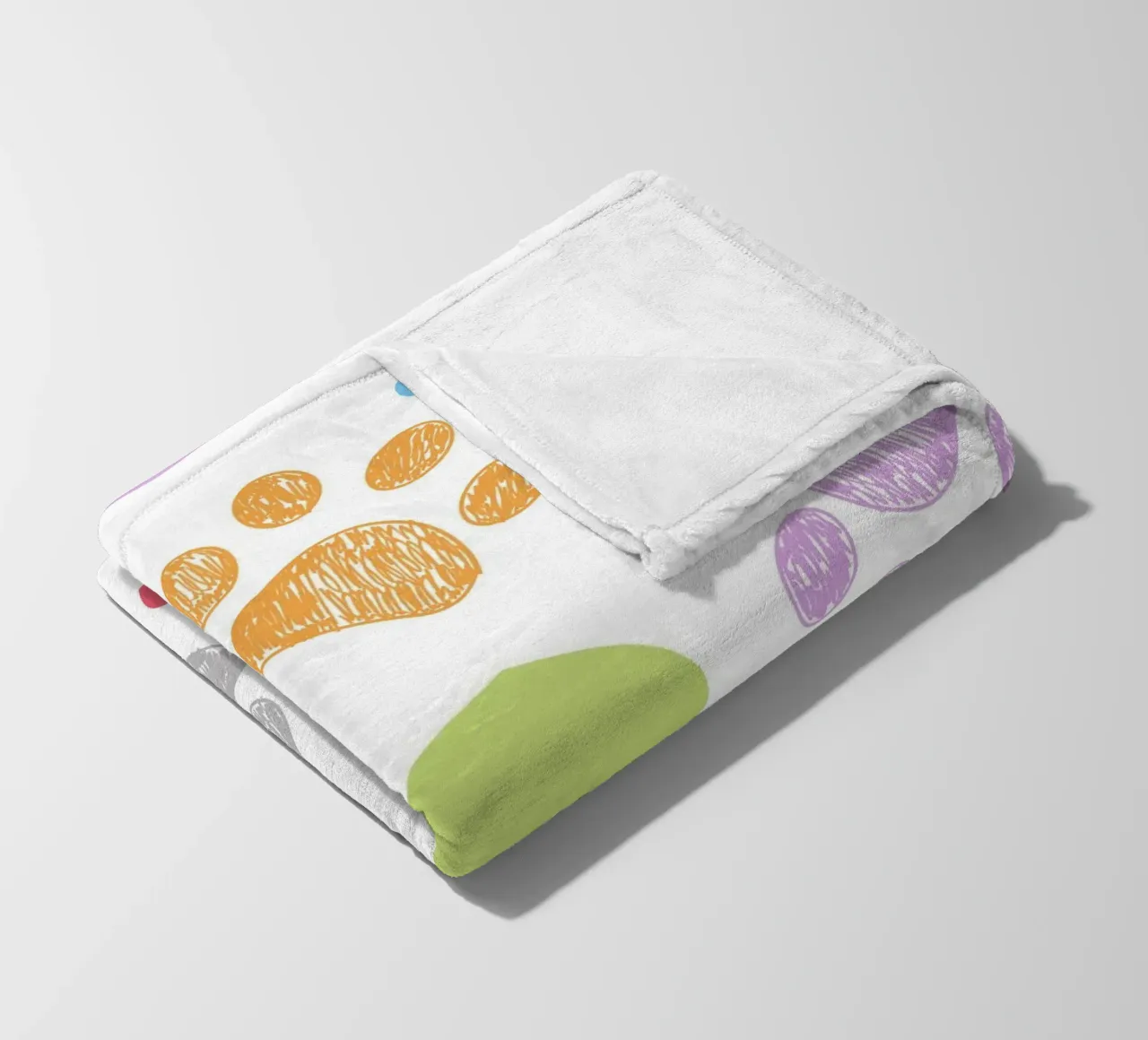 Doodle colorful paw print with hearts fleece blanket by gulsengunel